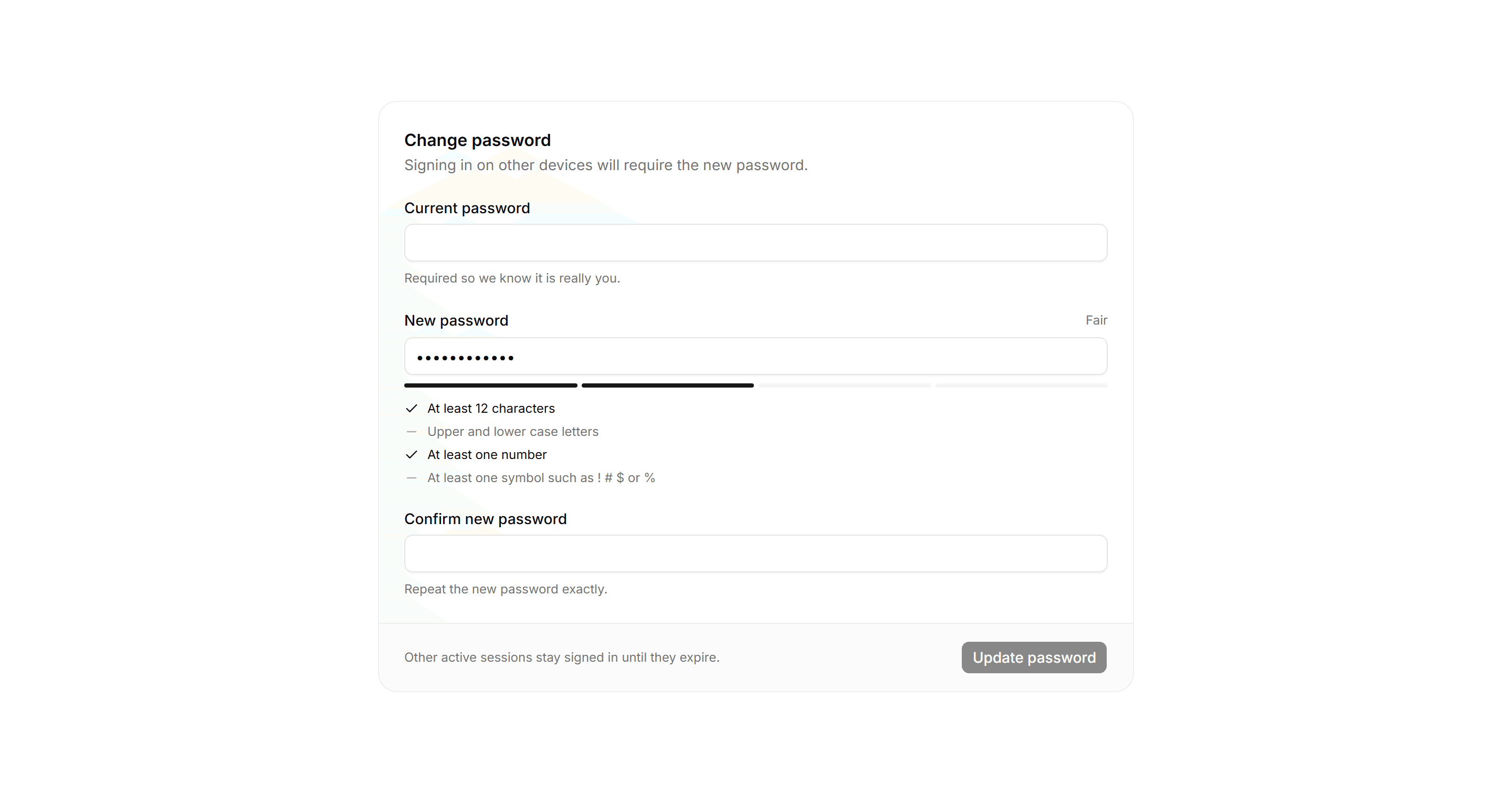 Application Form: Password Strength Form