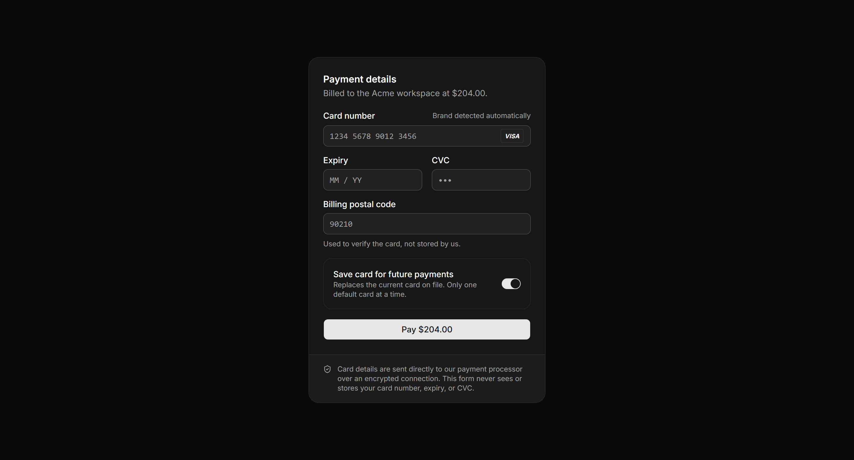 Application Form: Payment Details Form