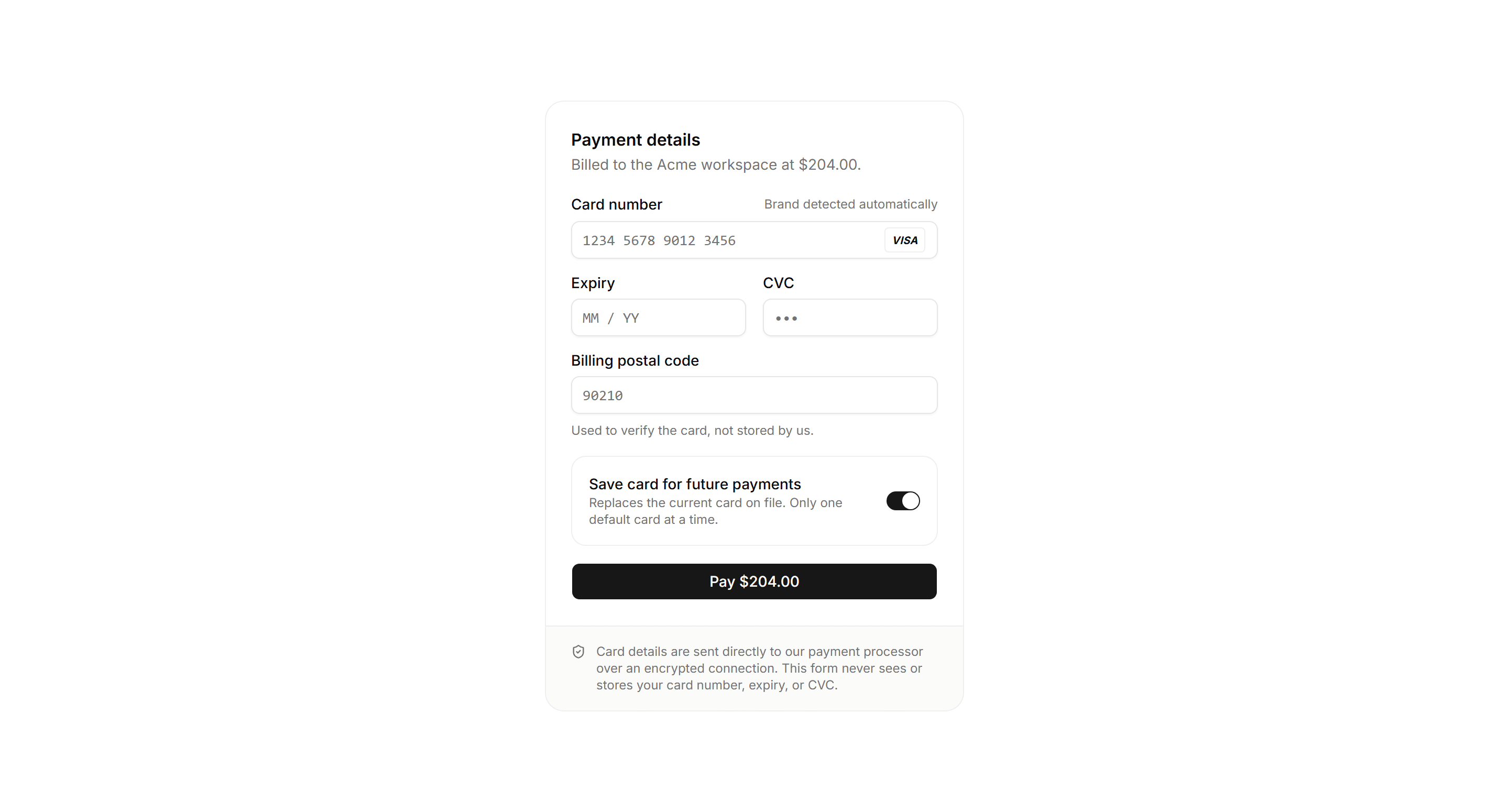 Application Form: Payment Details Form