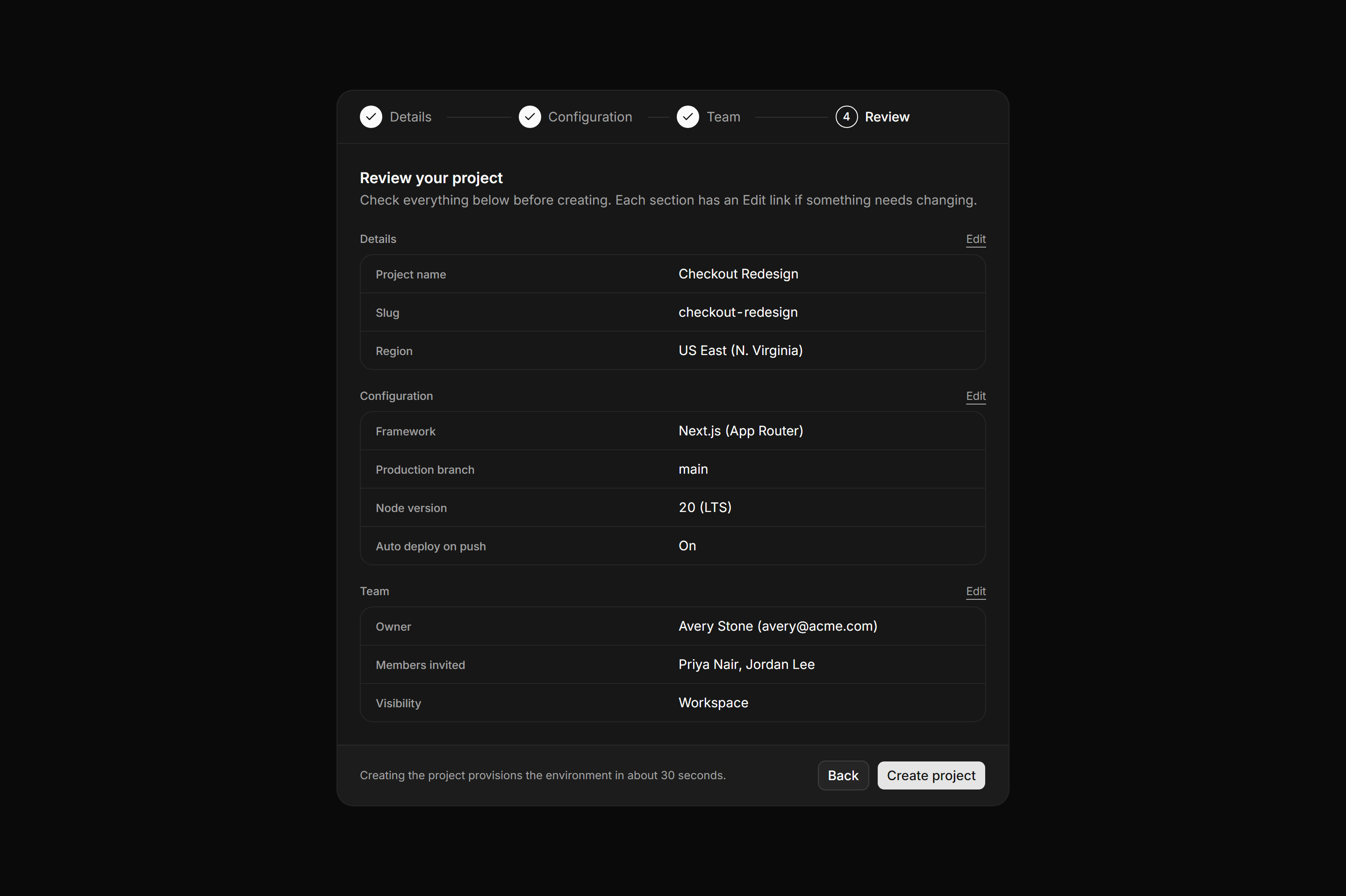 Application Form: Stepper Wizard Review