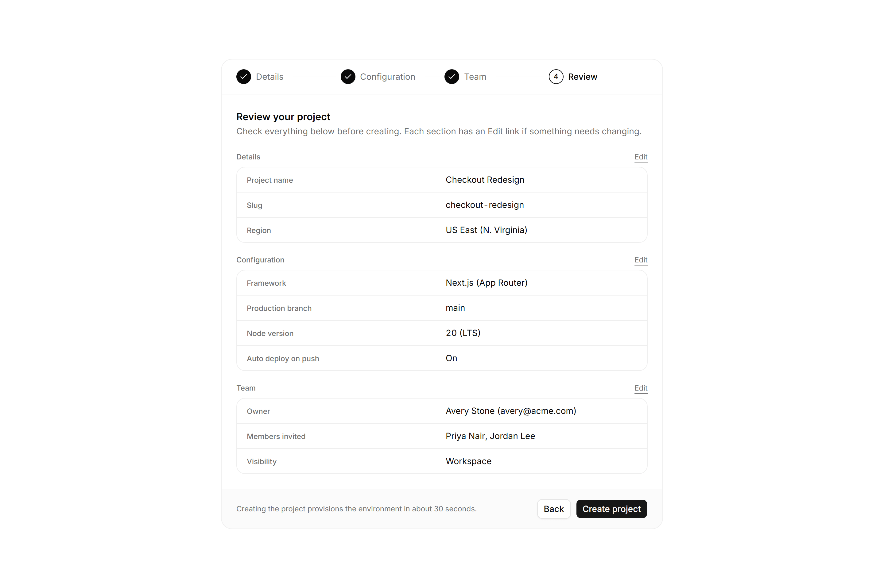 Application Form: Stepper Wizard Review