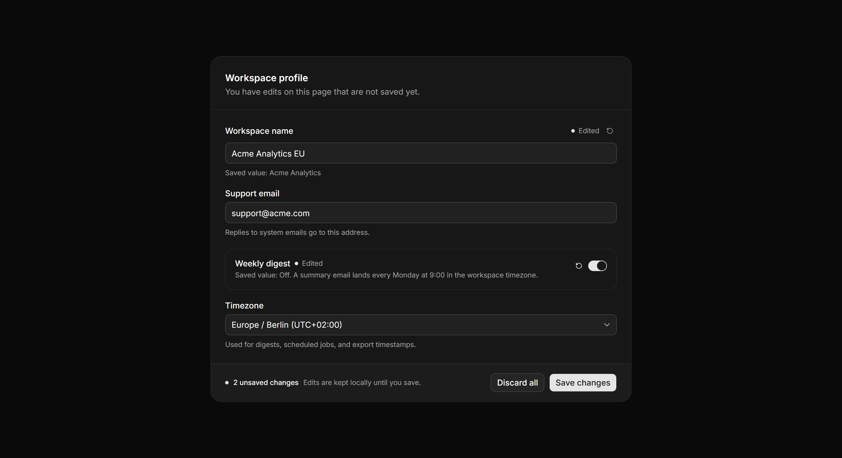 Application Form: Unsaved Changes Form