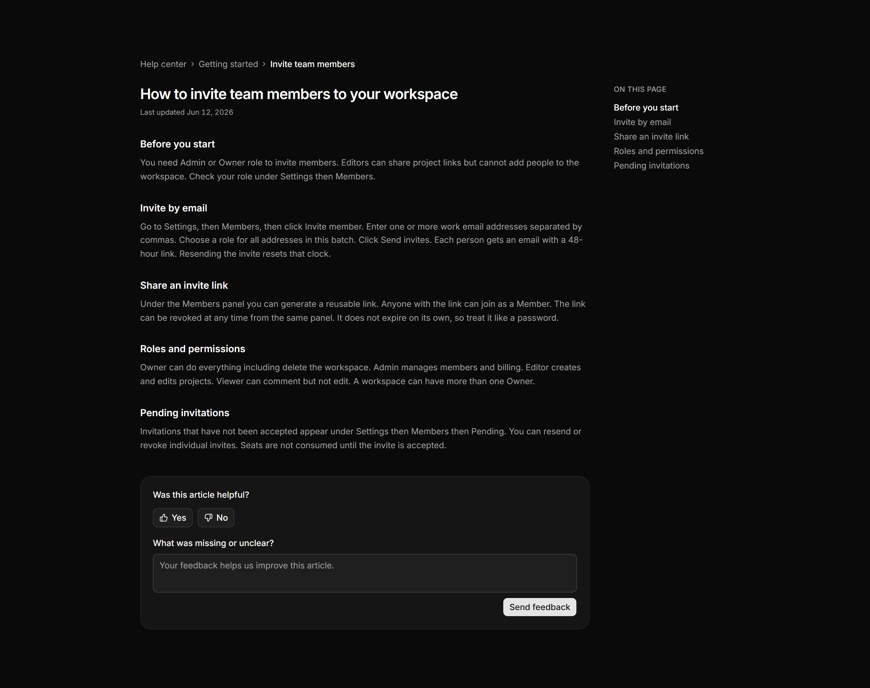 Application Help and Support: Article Reader