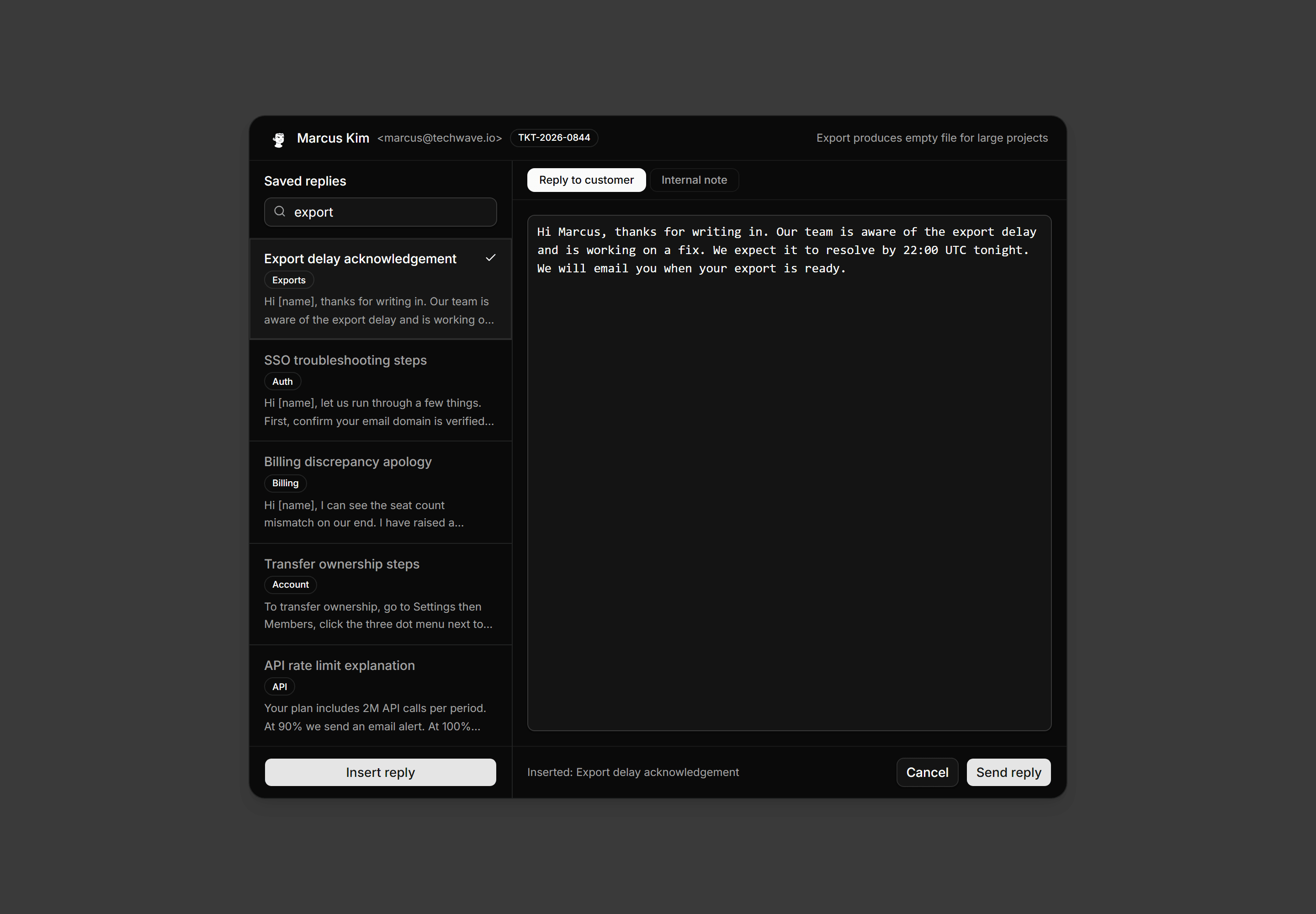 Application Help and Support: Canned Responses Blueprint