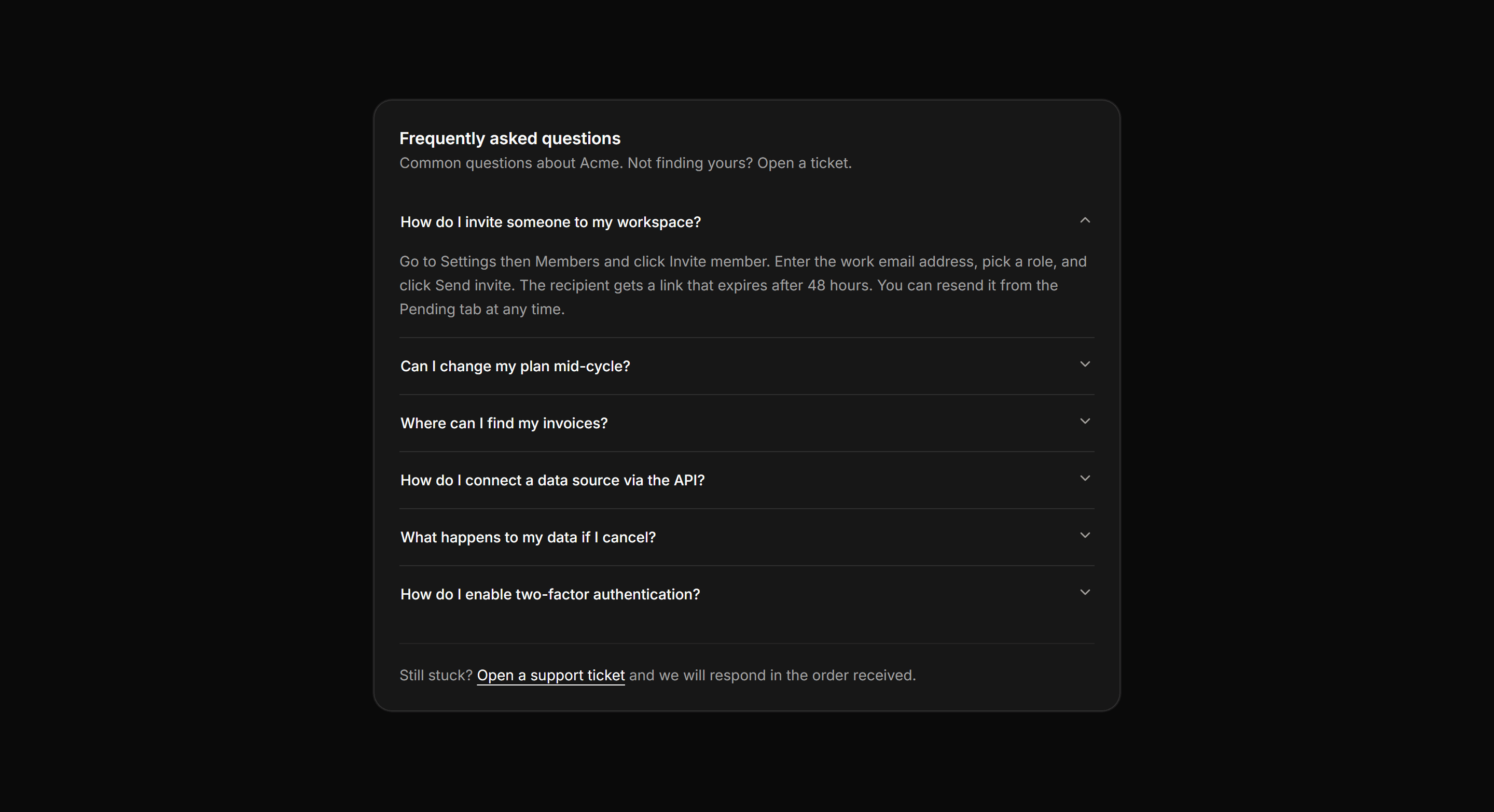 Application Help and Support: Faq Accordion Panel