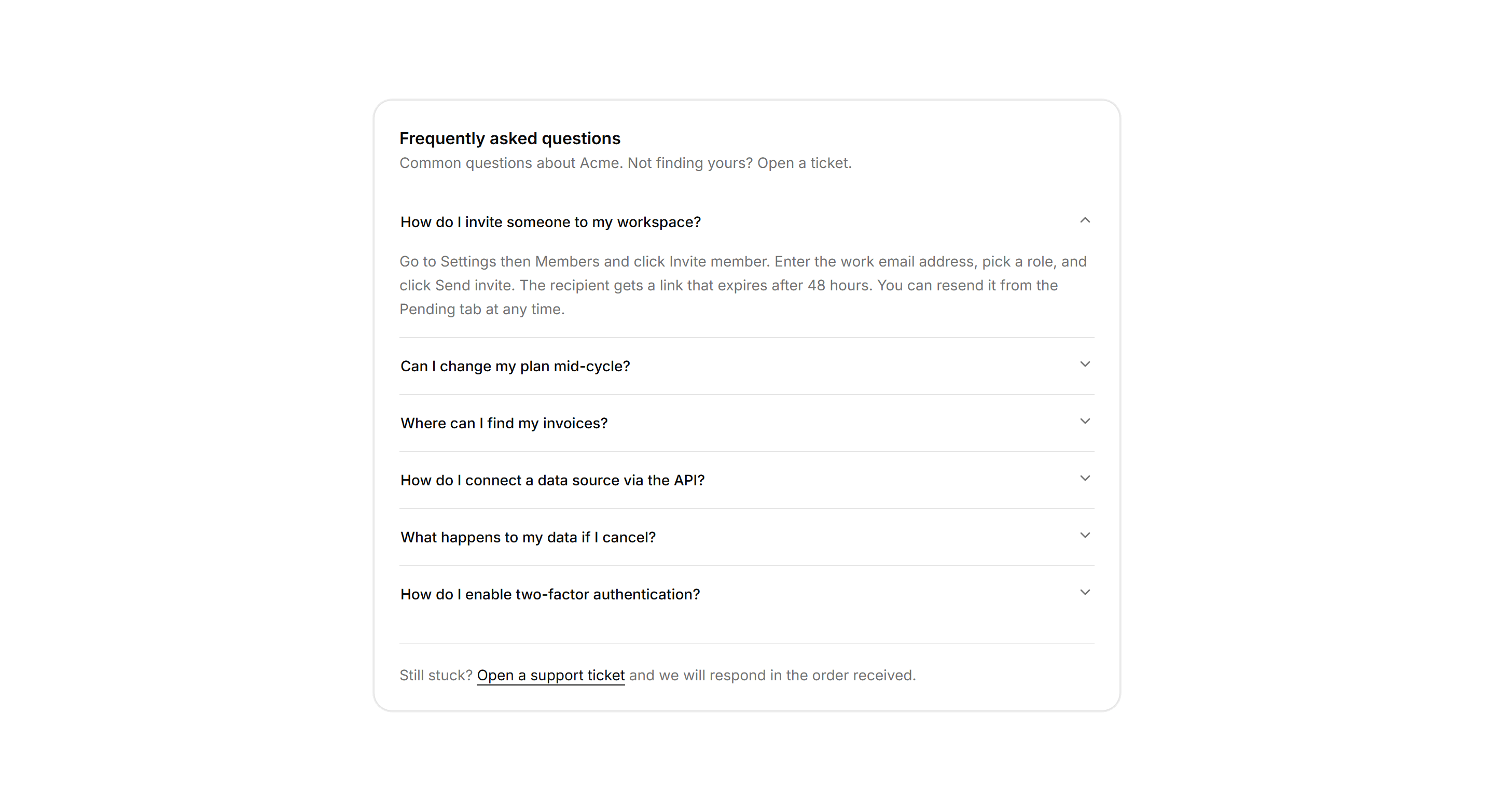 Application Help and Support: Faq Accordion Panel
