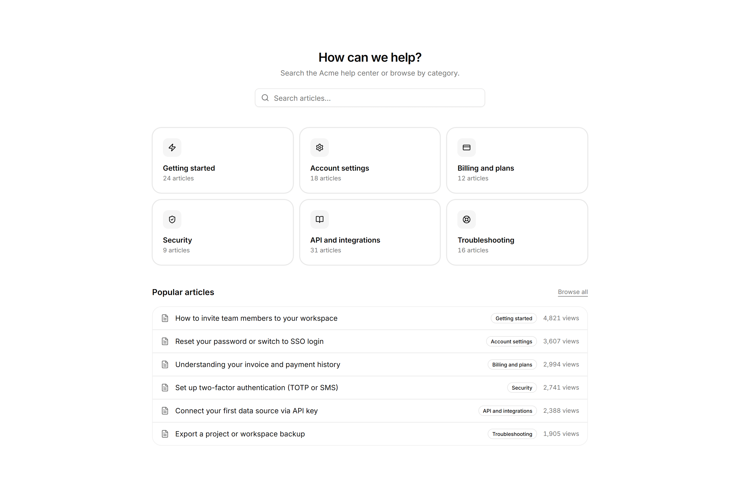 Application Help and Support: Help Center Home