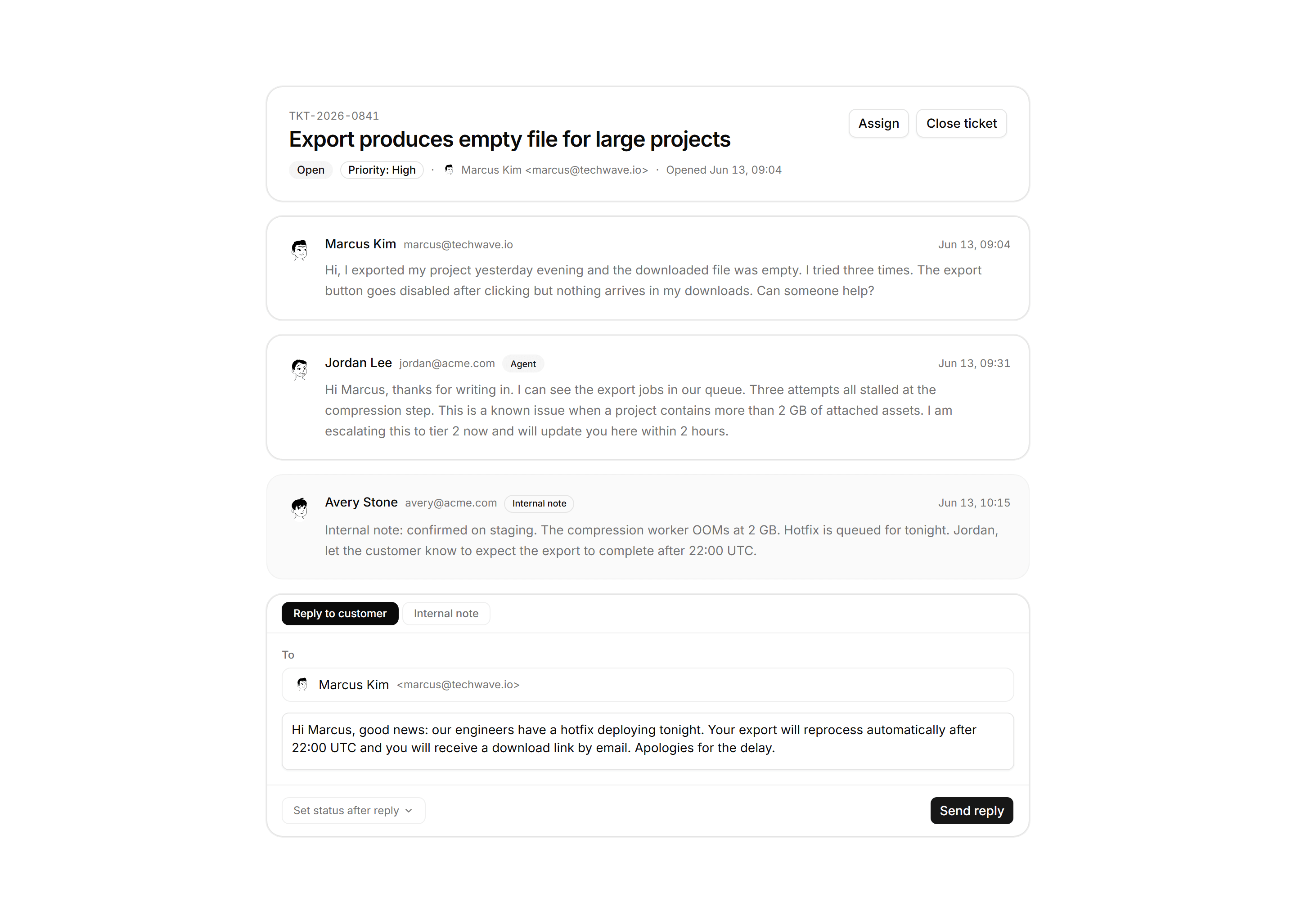 Application Help and Support: Ticket Detail
