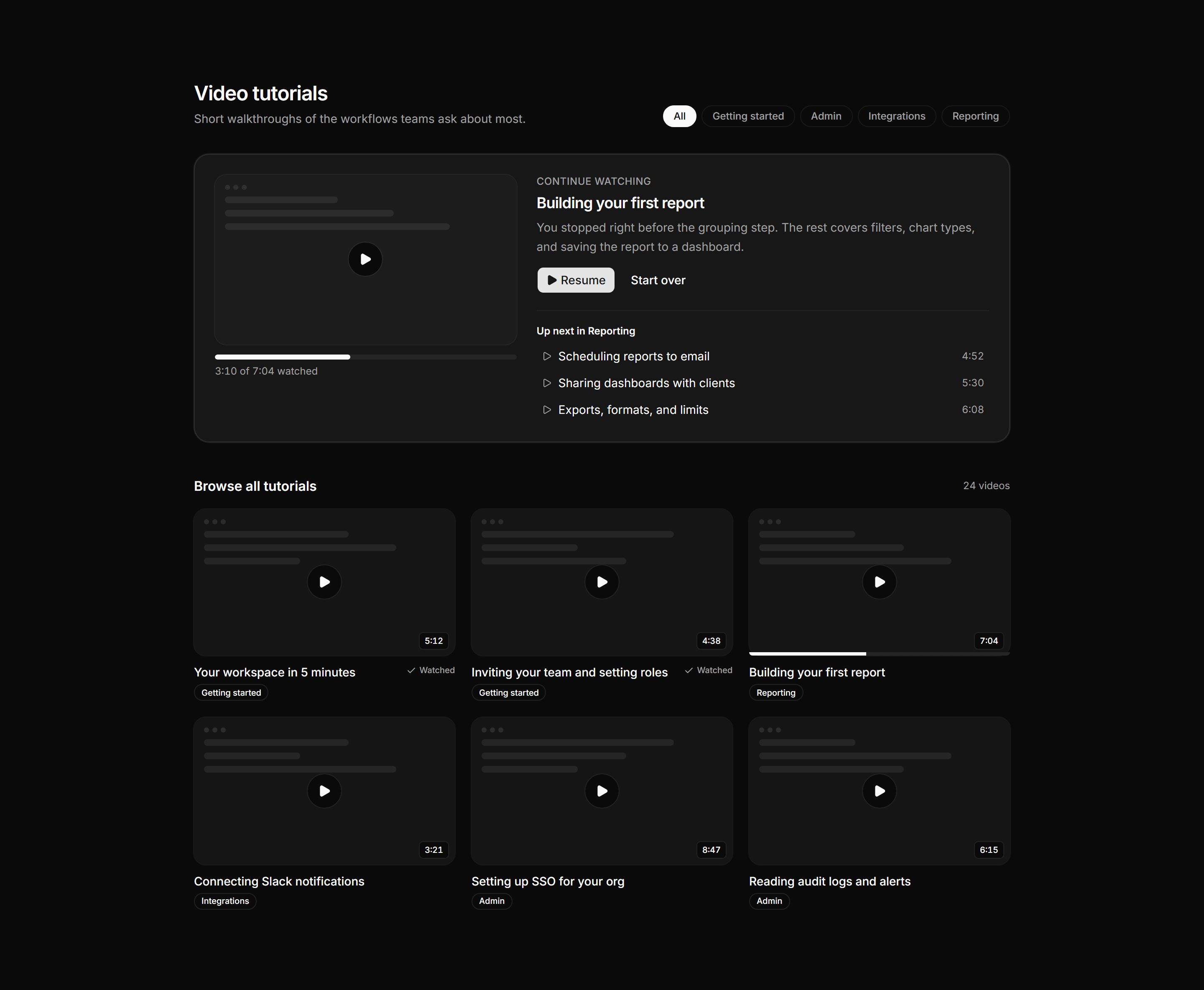 Application Help and Support: Video Tutorials Library