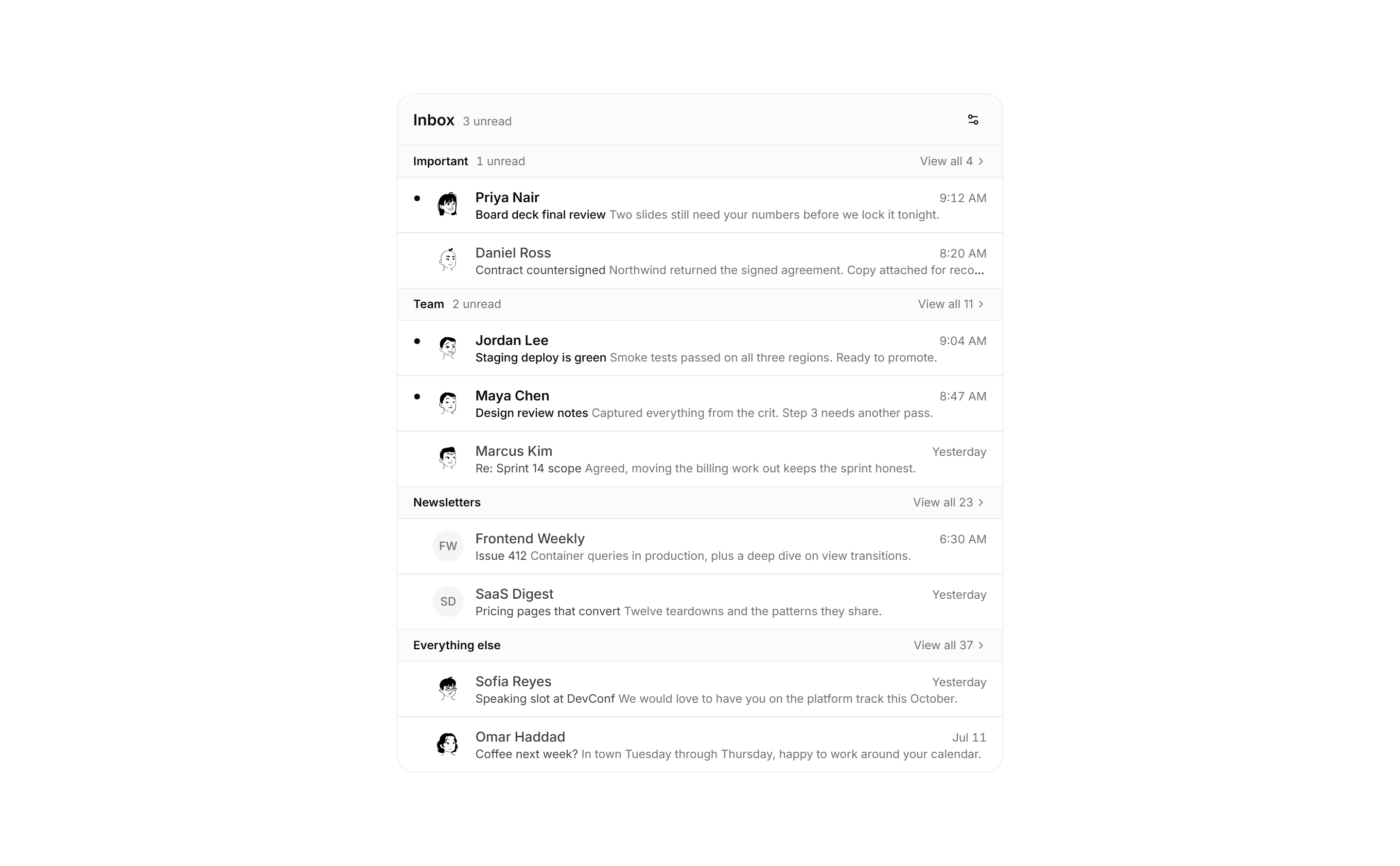 Application Inbox and Email: Split Inbox