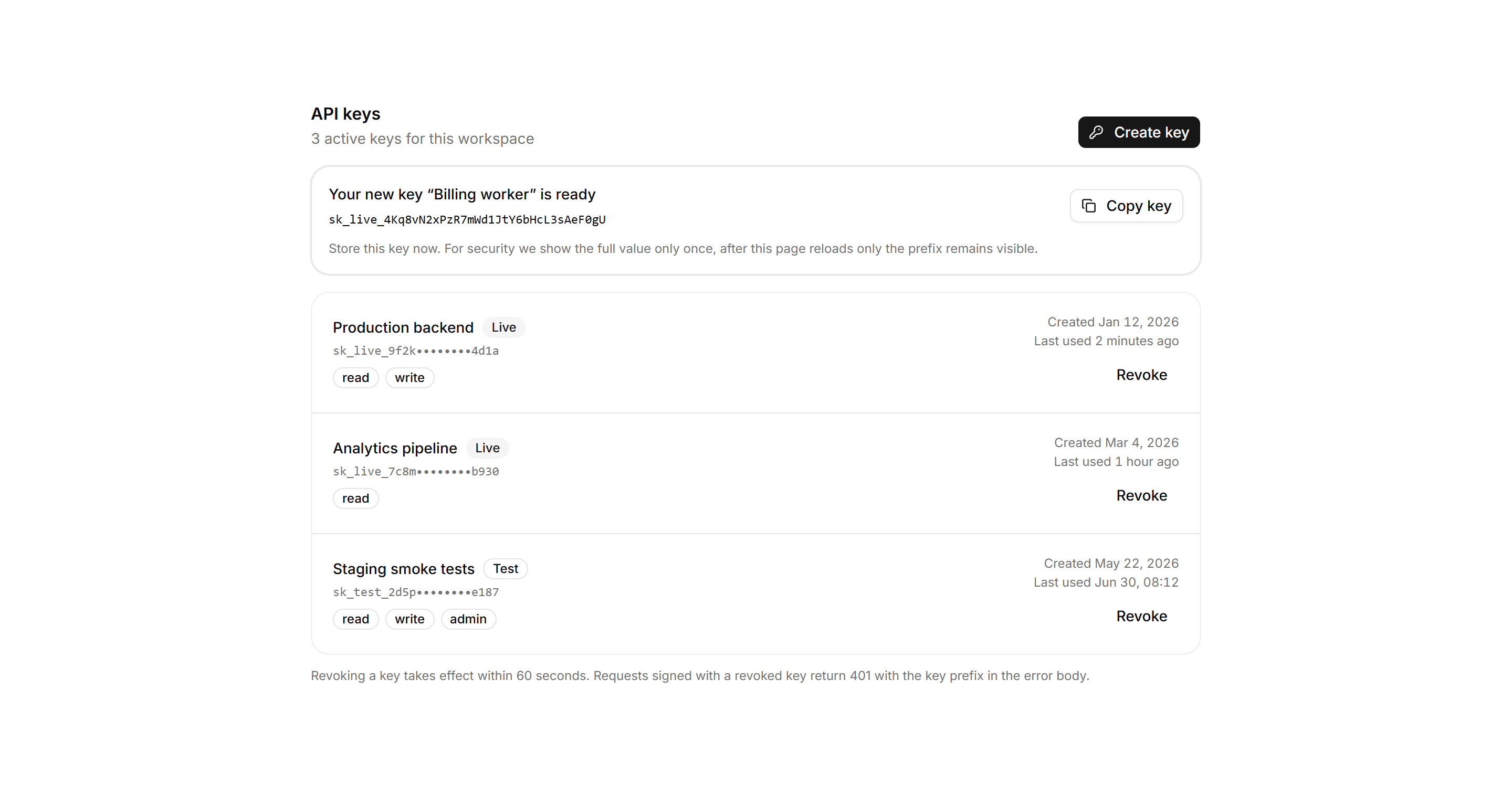 Application Integration: API Keys Panel