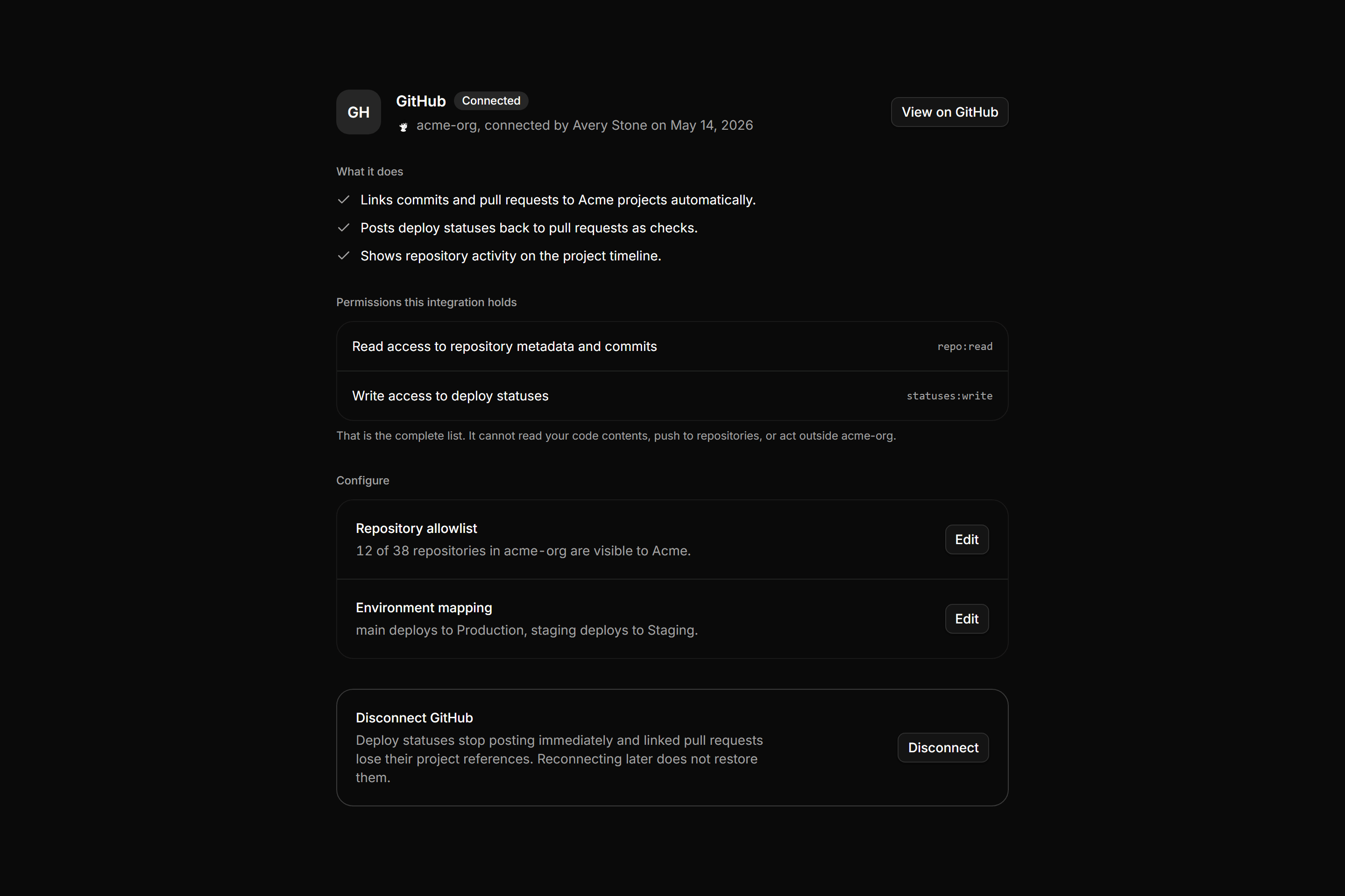 Application Integration: Integration Detail Panel
