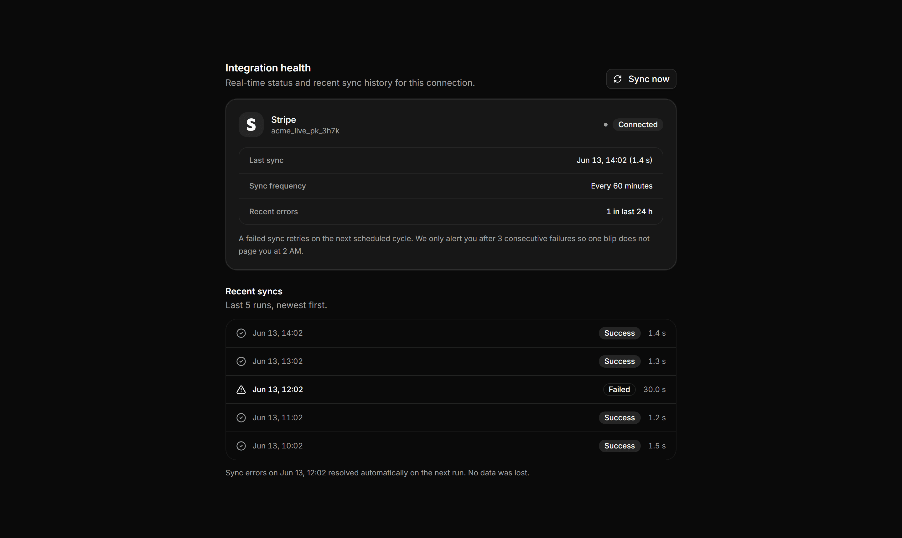 Application Integration: Integration Health Card