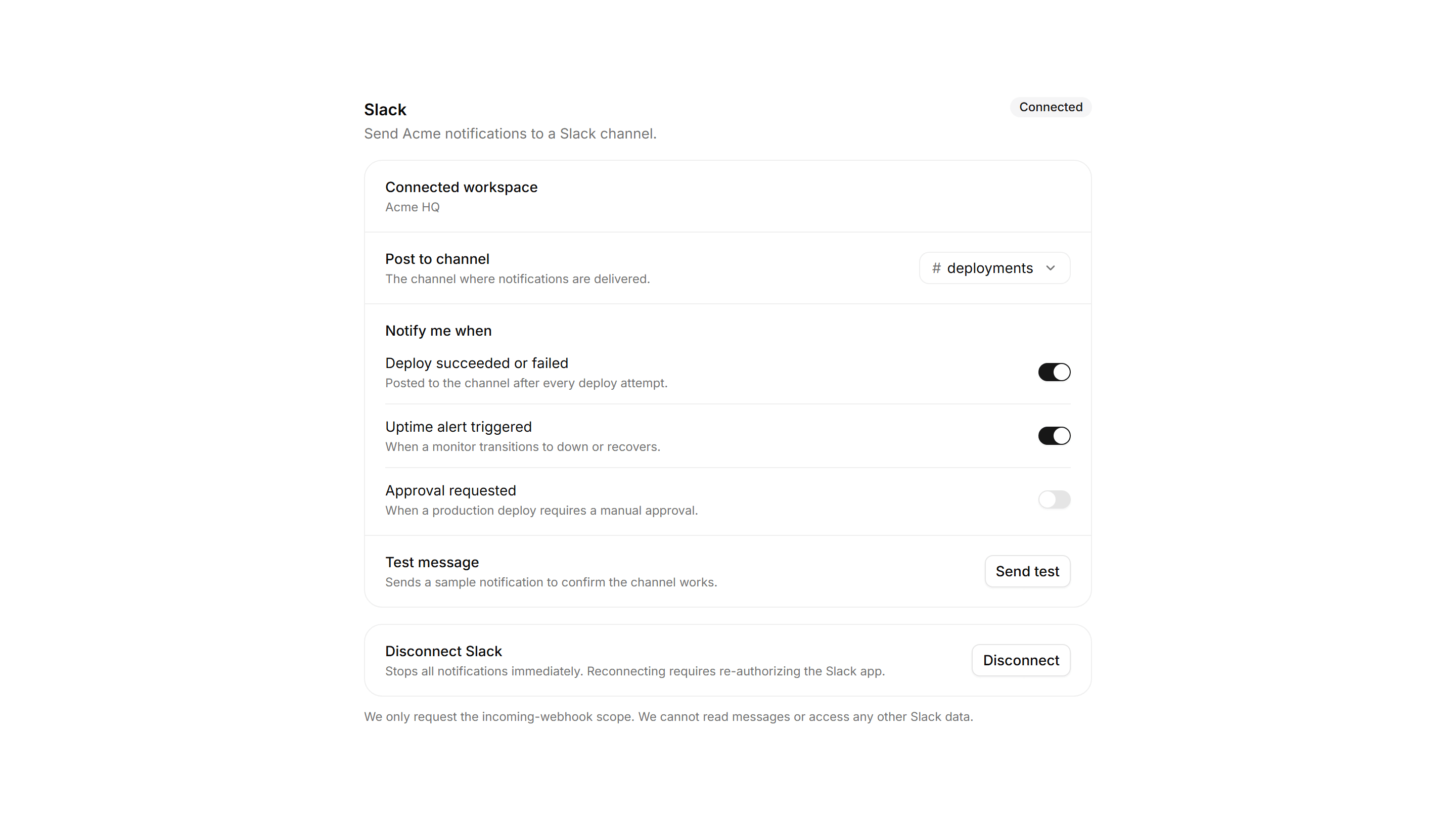 Application Integration: Slack Connect Panel