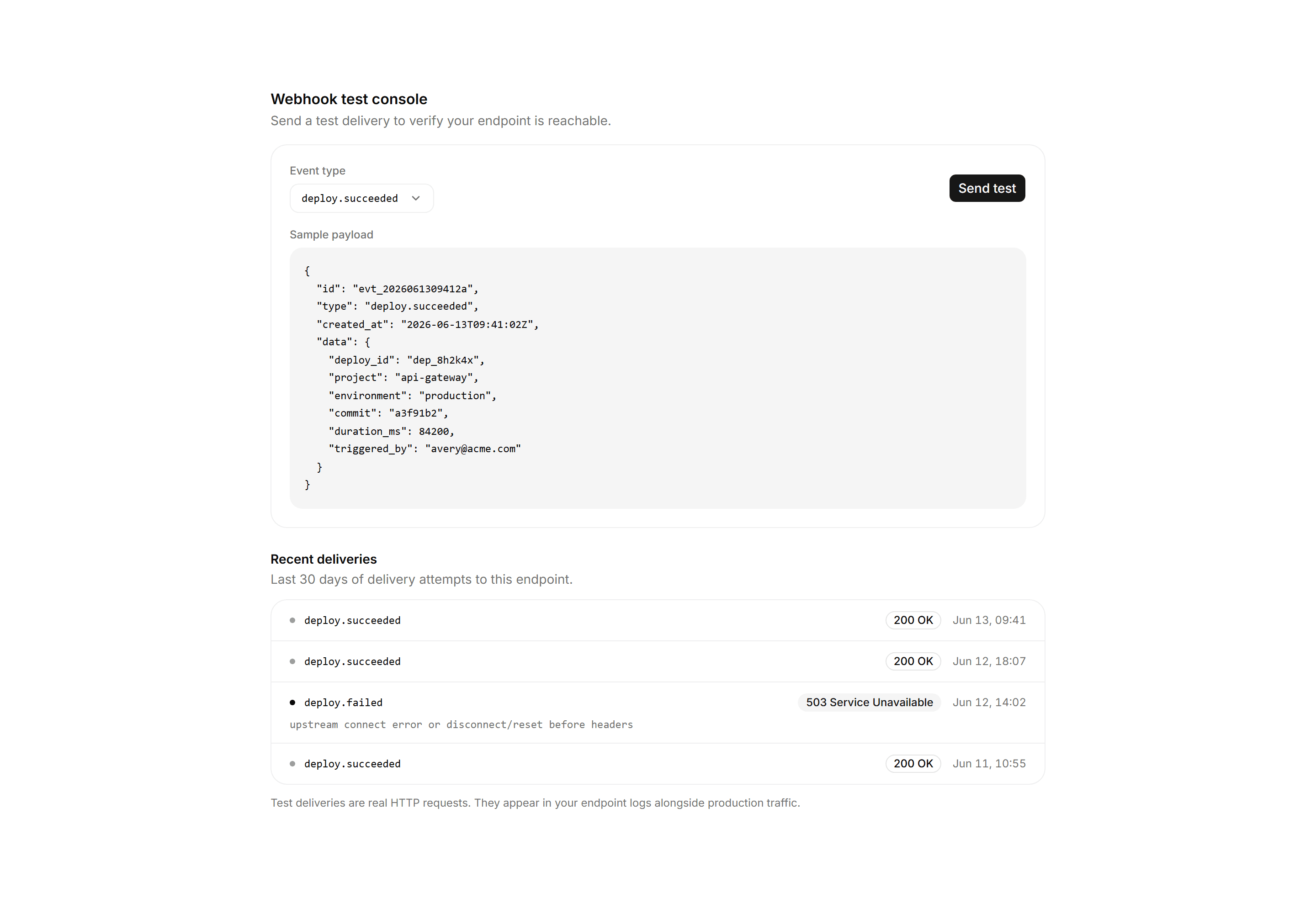 Application Integration: Webhook Test Console