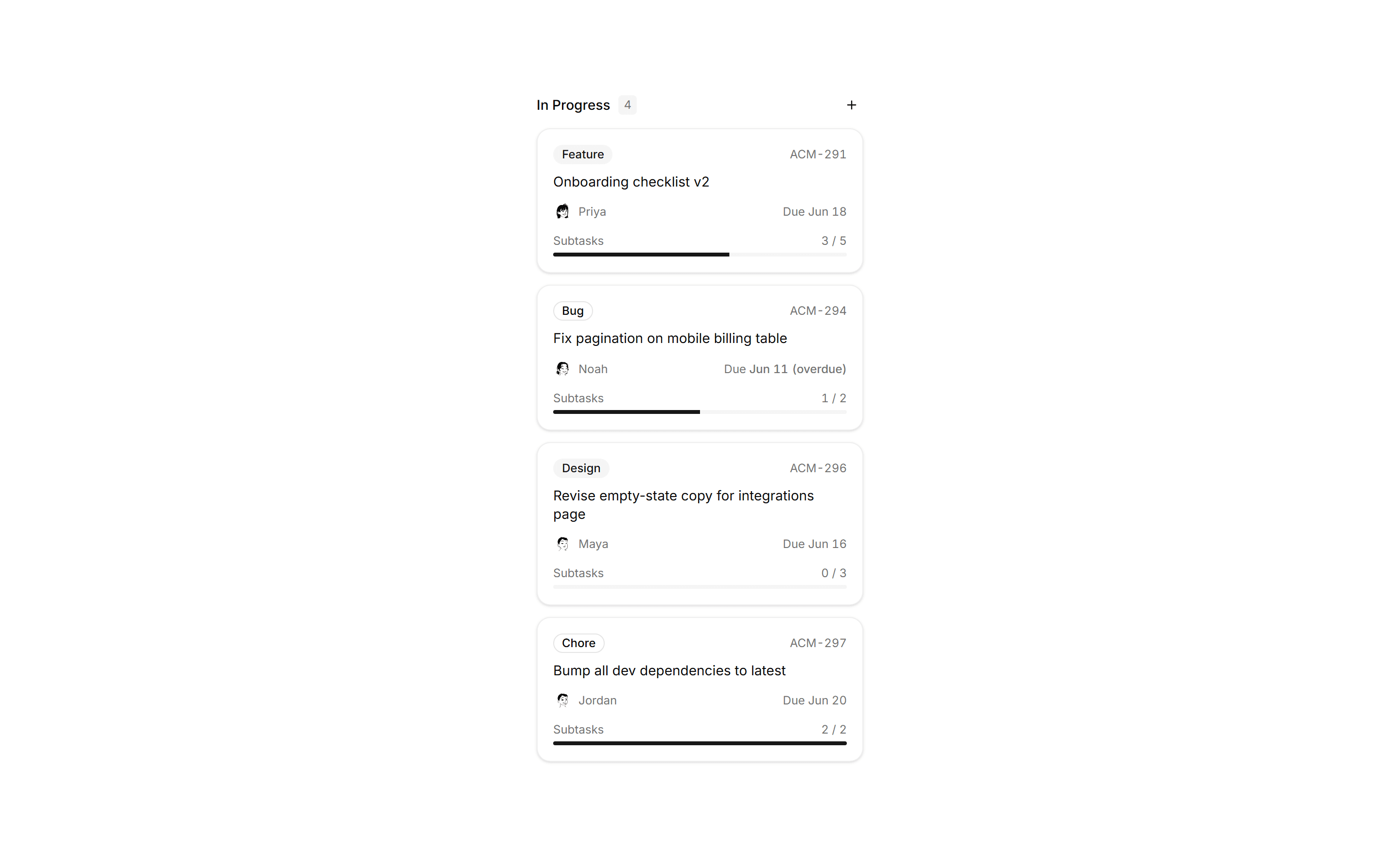 Application Kanban and Board: Board Column Card