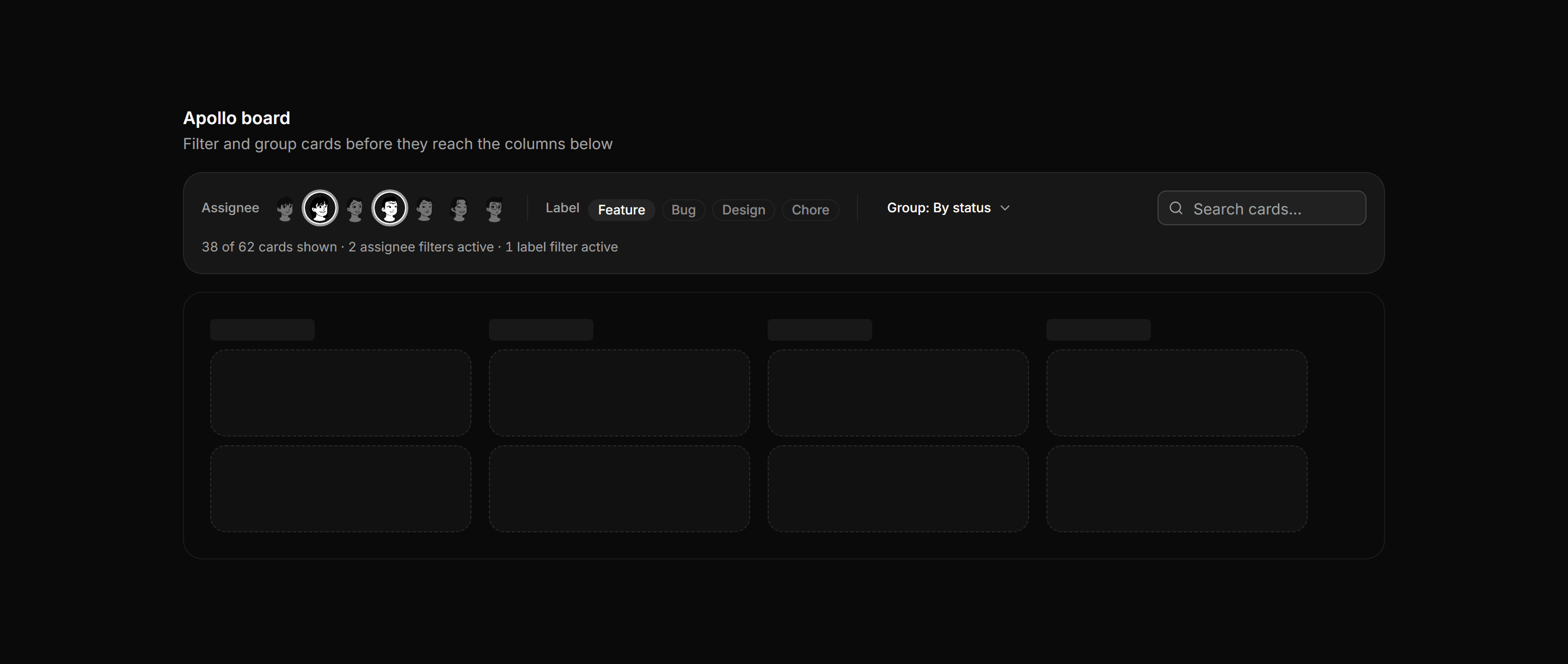 Application Kanban and Board: Board Filters Bar