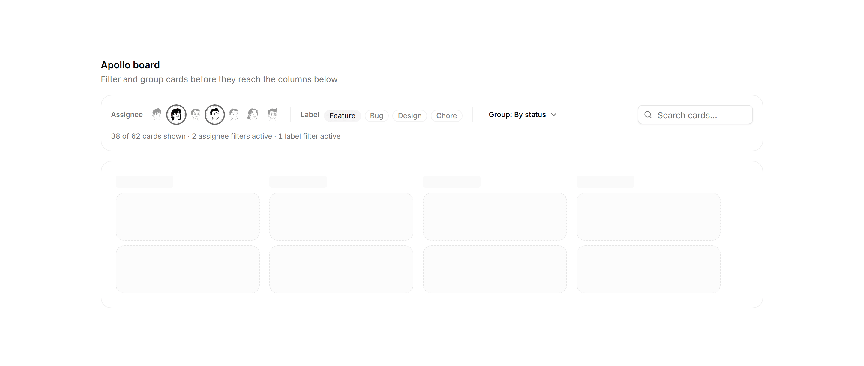 Application Kanban and Board: Board Filters Bar