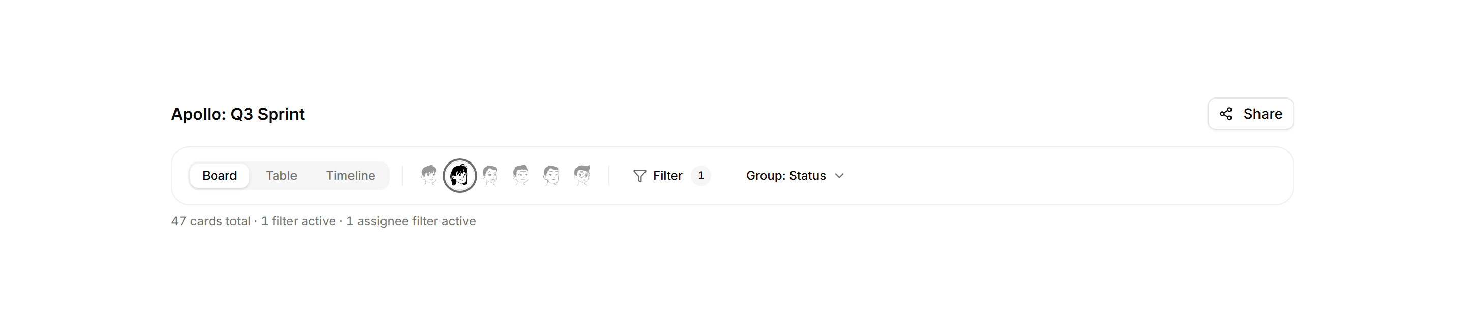 Application Kanban and Board: Board Header Toolbar