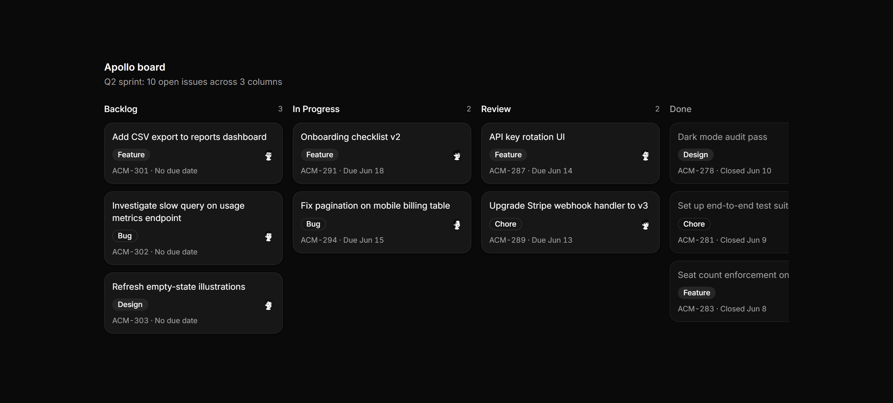 Application Kanban and Board: Kanban Board