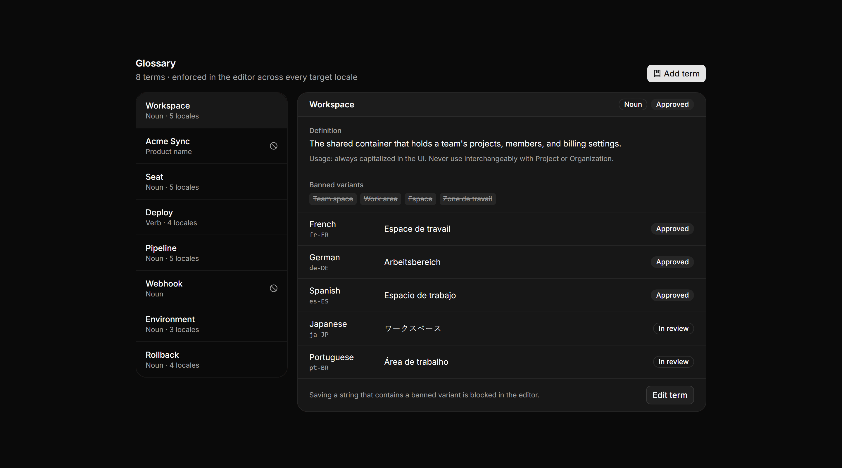 Application Localization: Glossary Manager