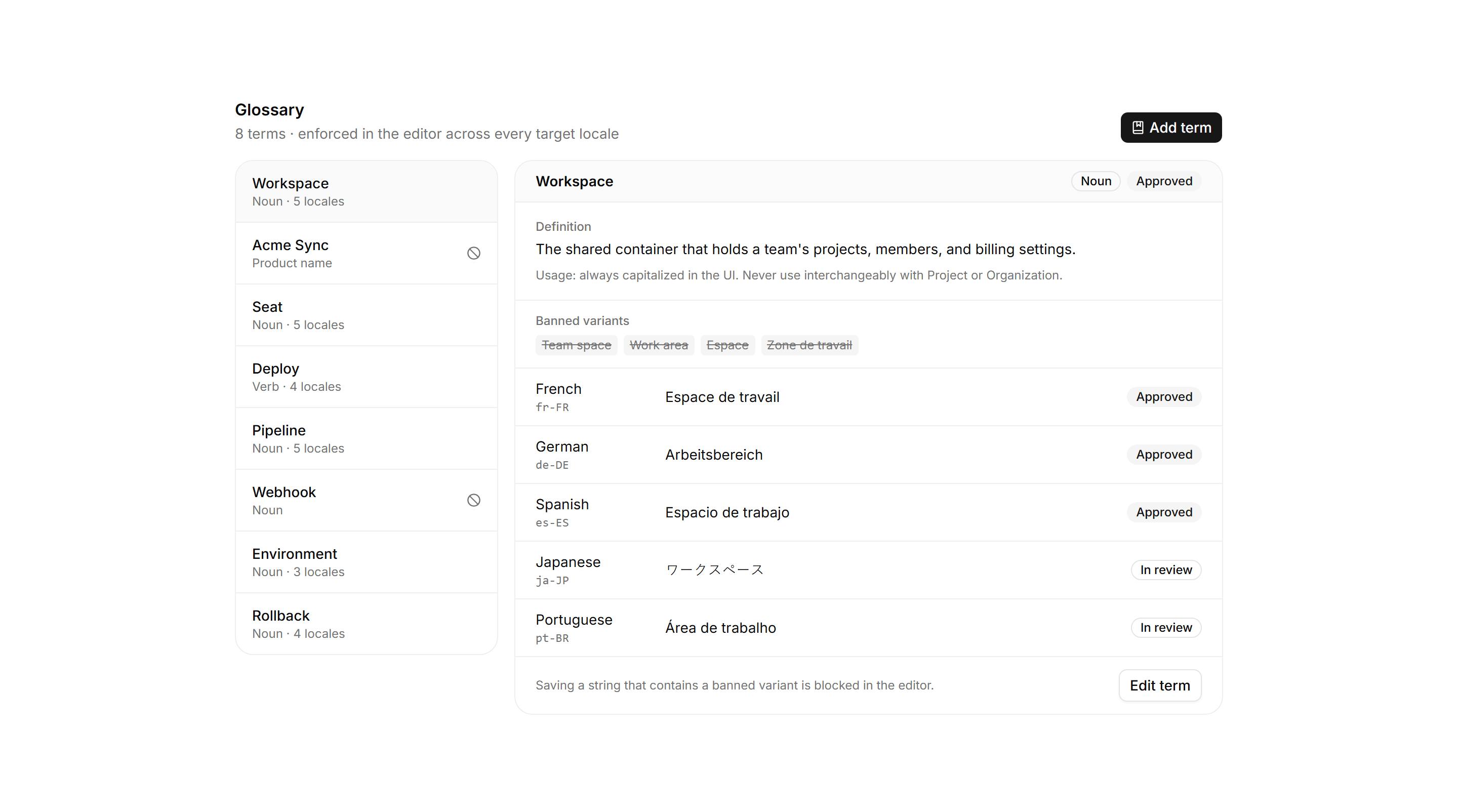 Application Localization: Glossary Manager