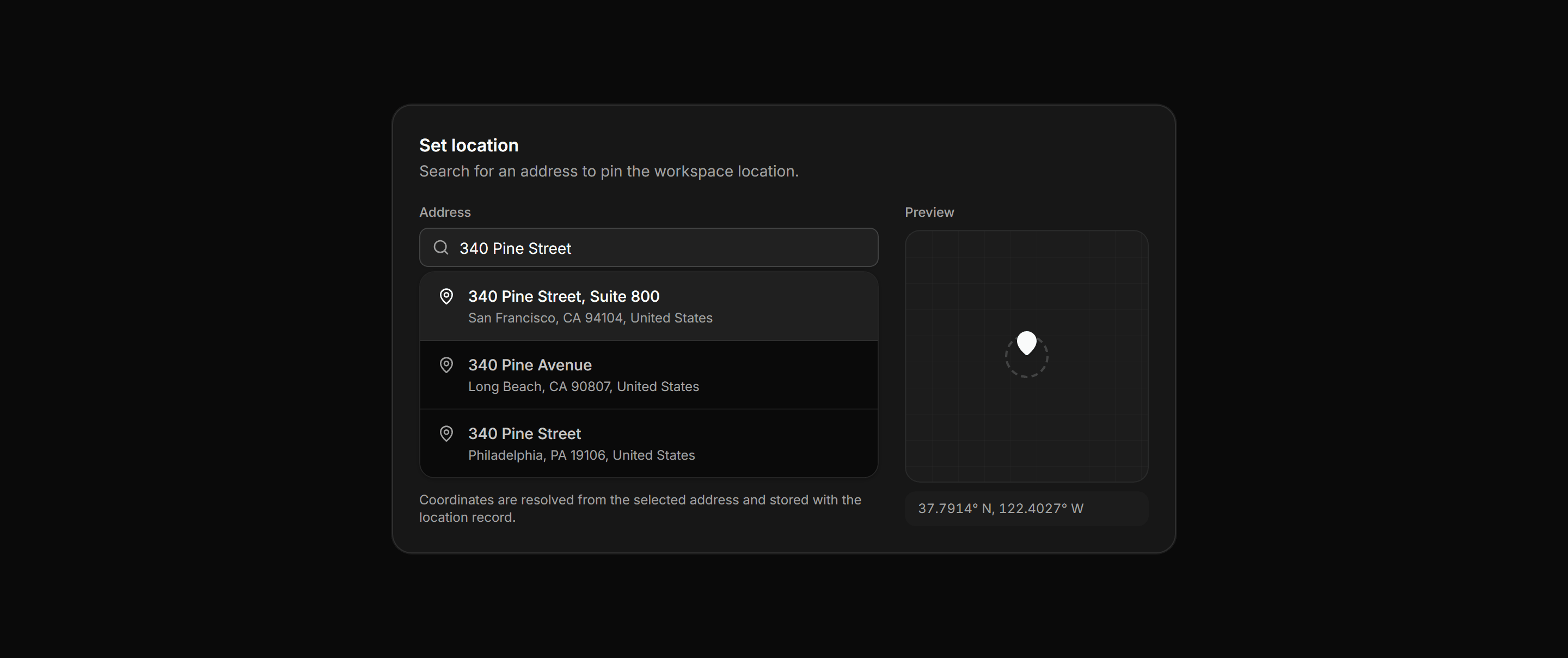 Application Maps and Location: Location Picker