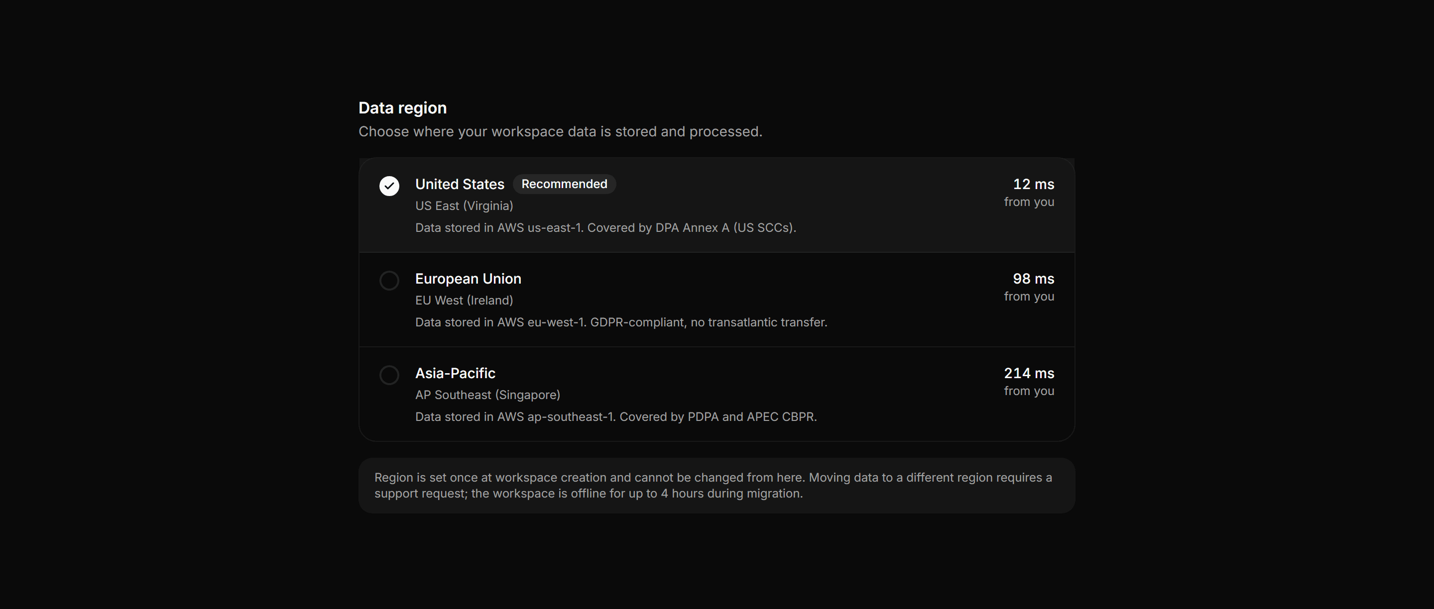 Application Maps and Location: Region Selector