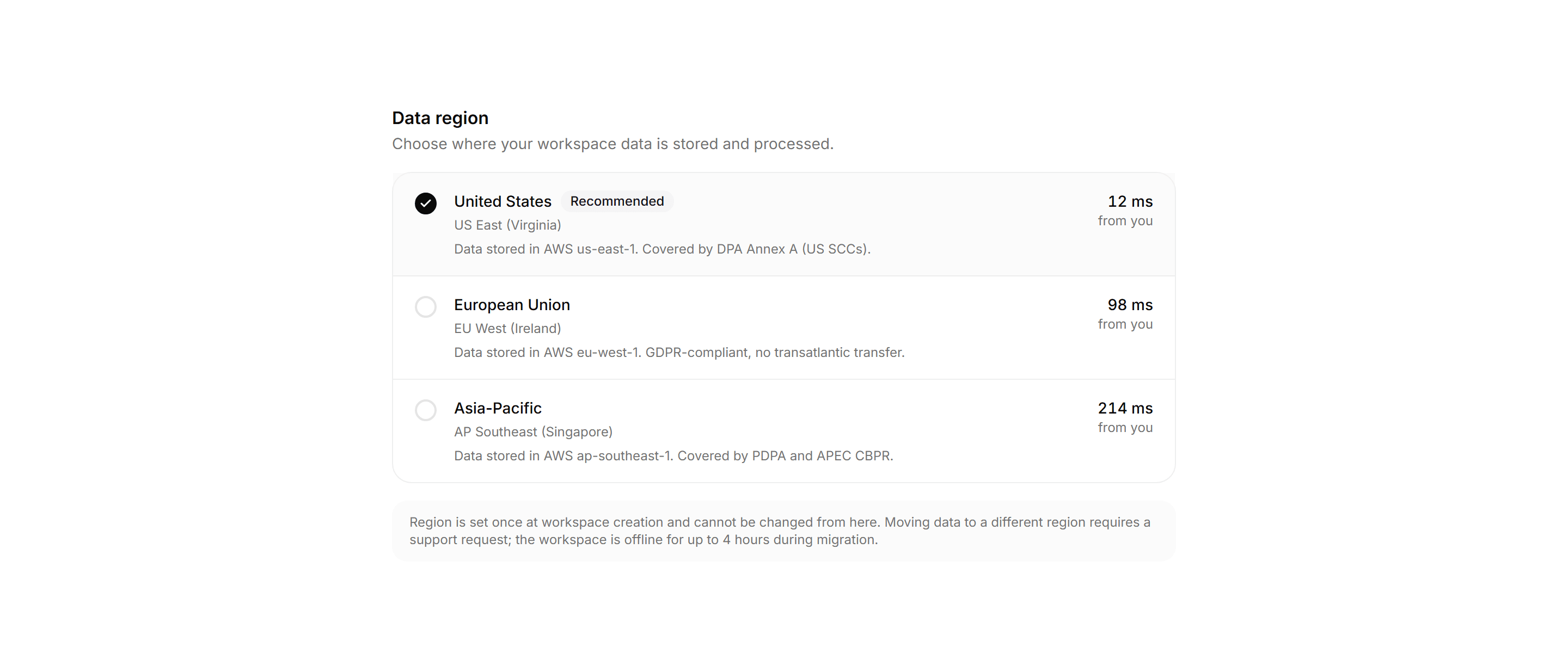 Application Maps and Location: Region Selector