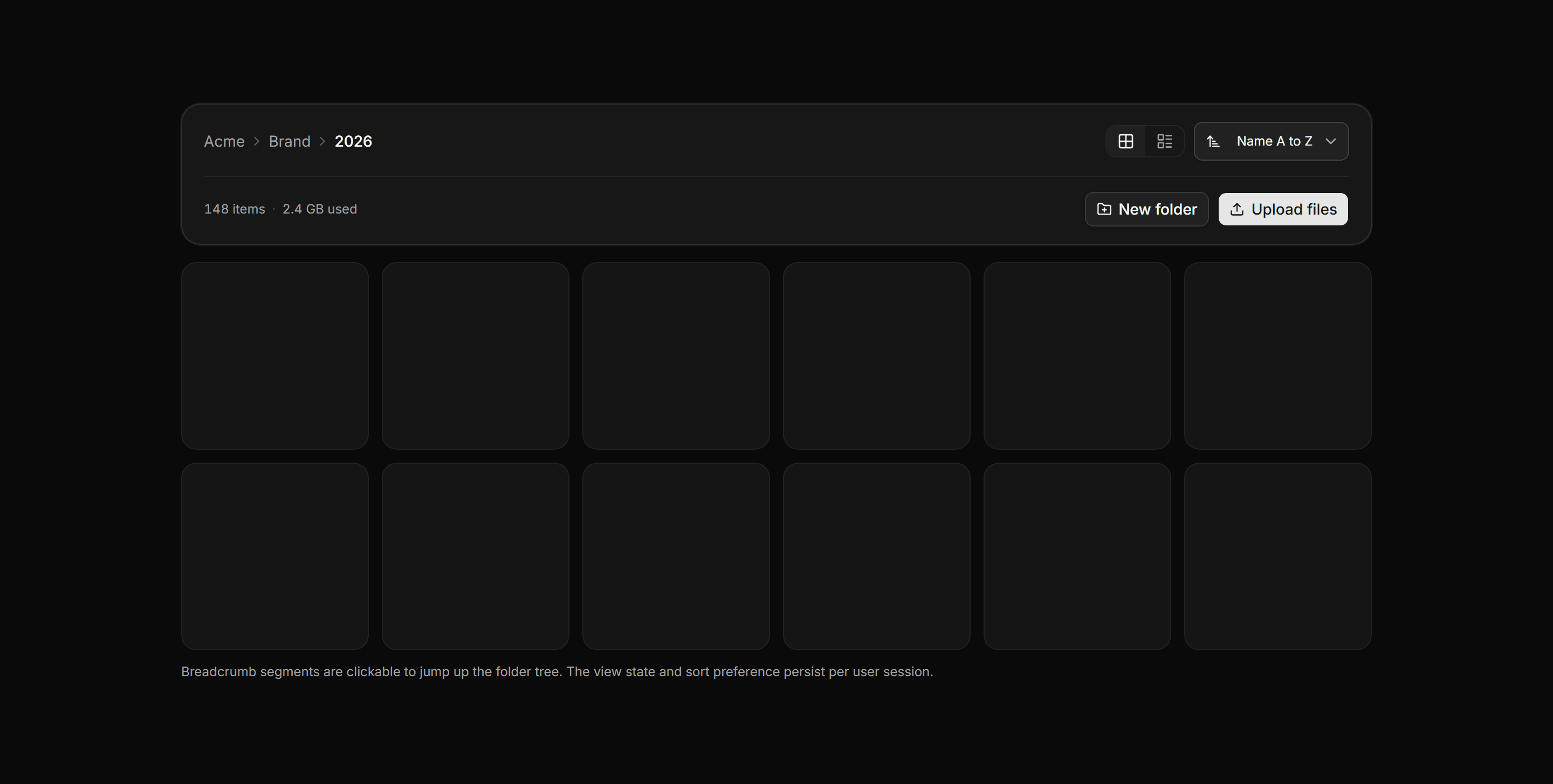 Application Media and Gallery: Folder Breadcrumb Bar