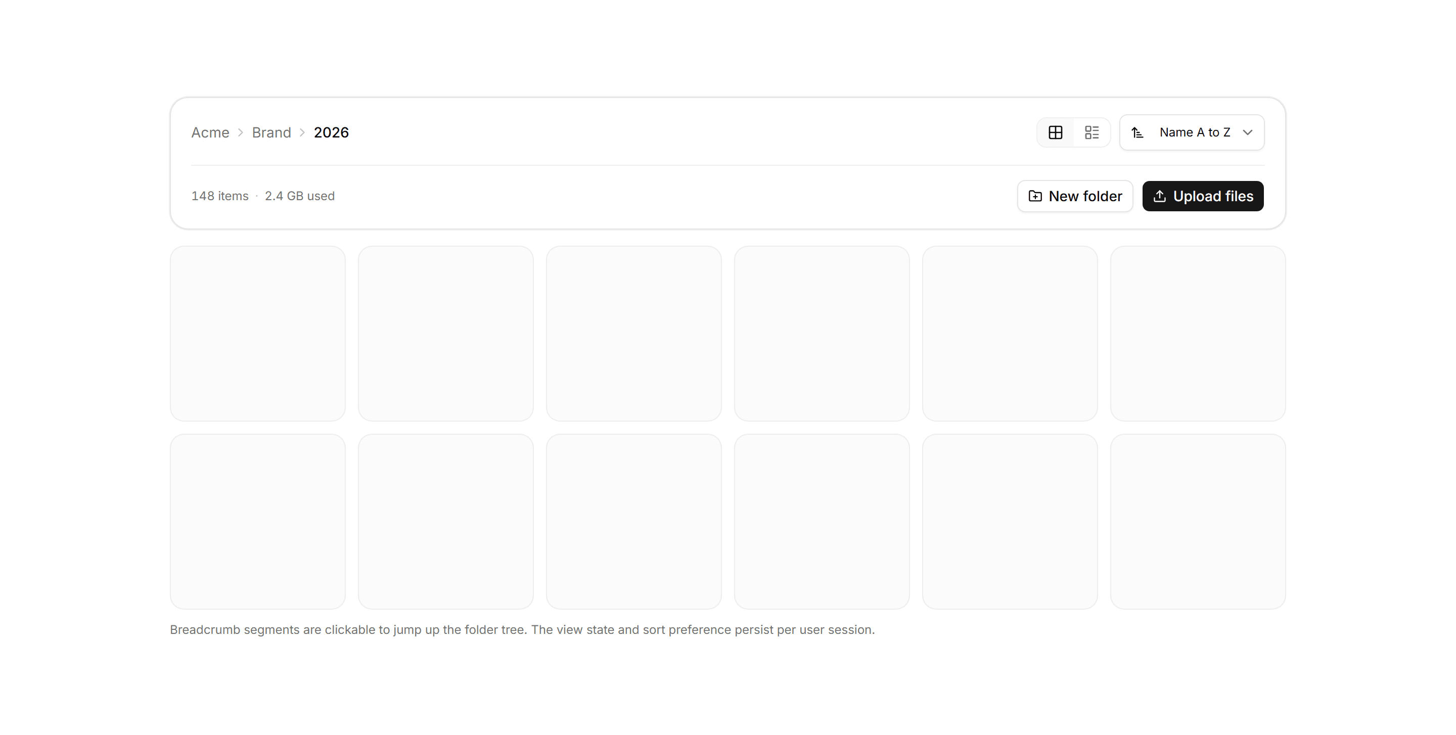 Application Media and Gallery: Folder Breadcrumb Bar