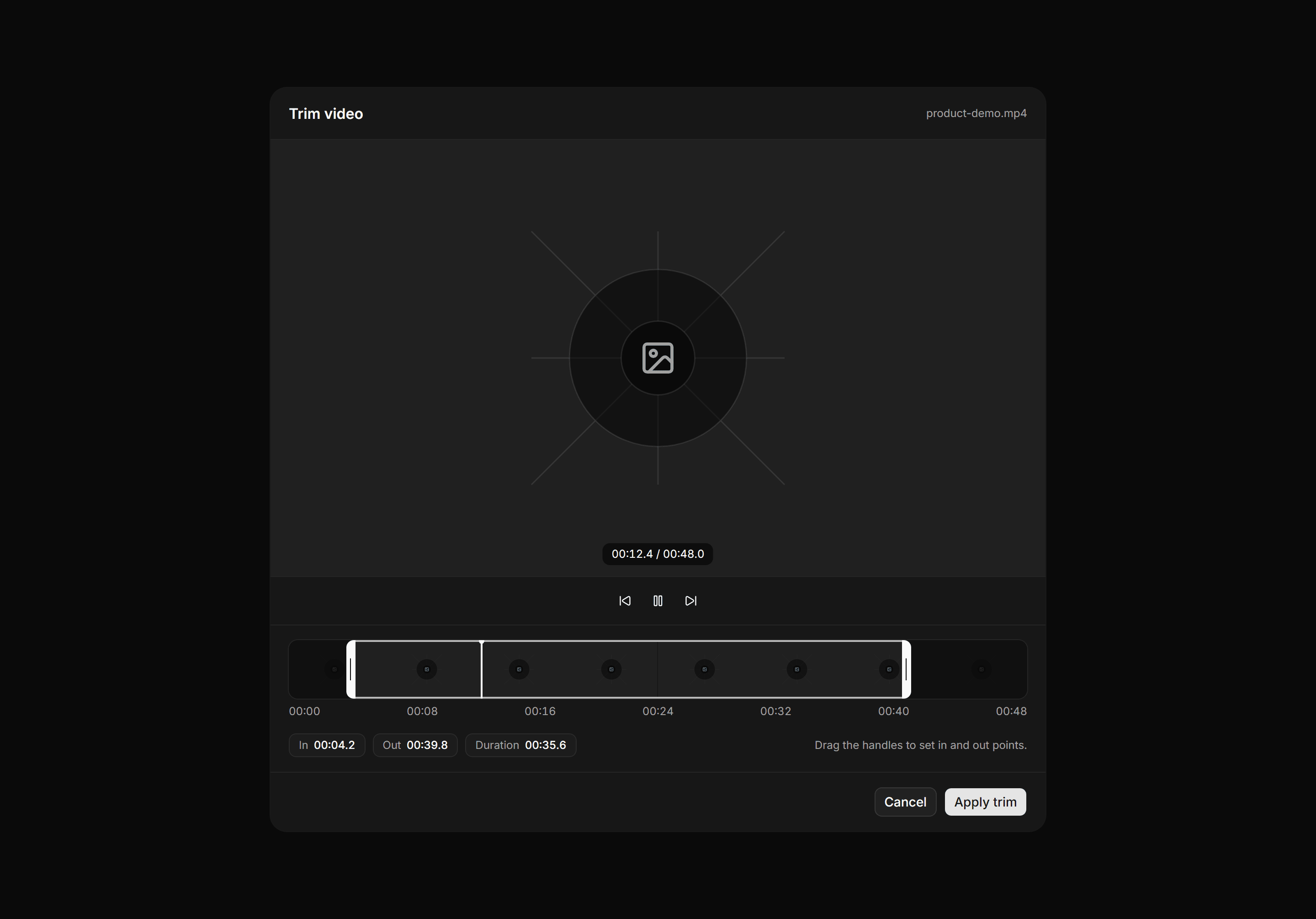 Application Media and Gallery: Video Trim Blueprint