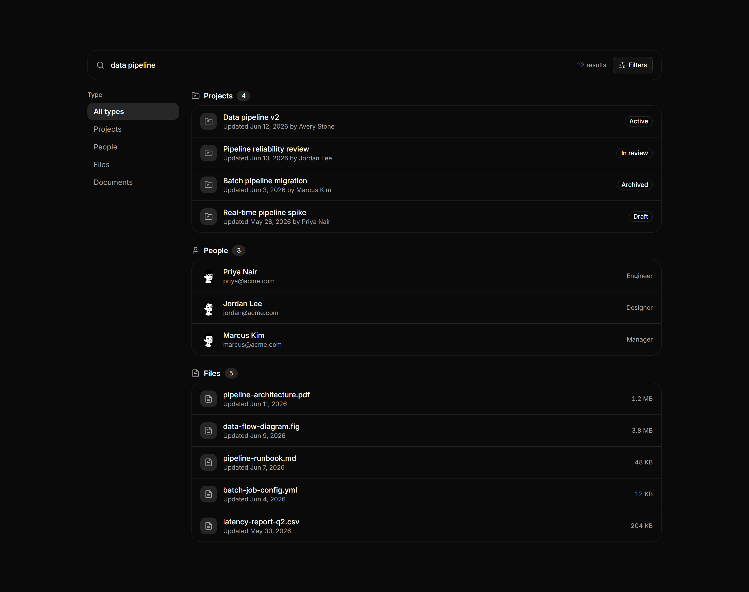 Application Navigation: Global Search Results
