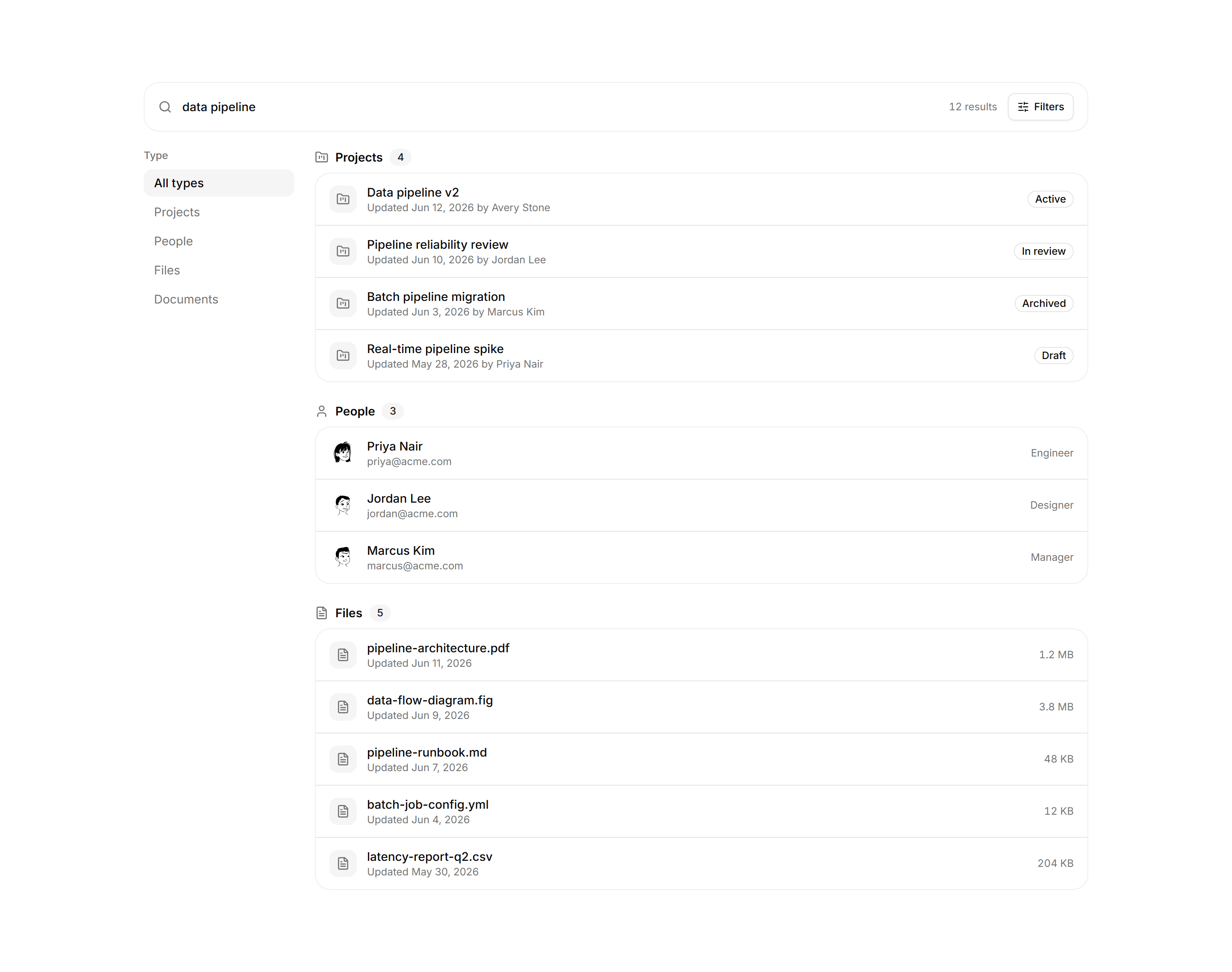 Application Navigation: Global Search Results