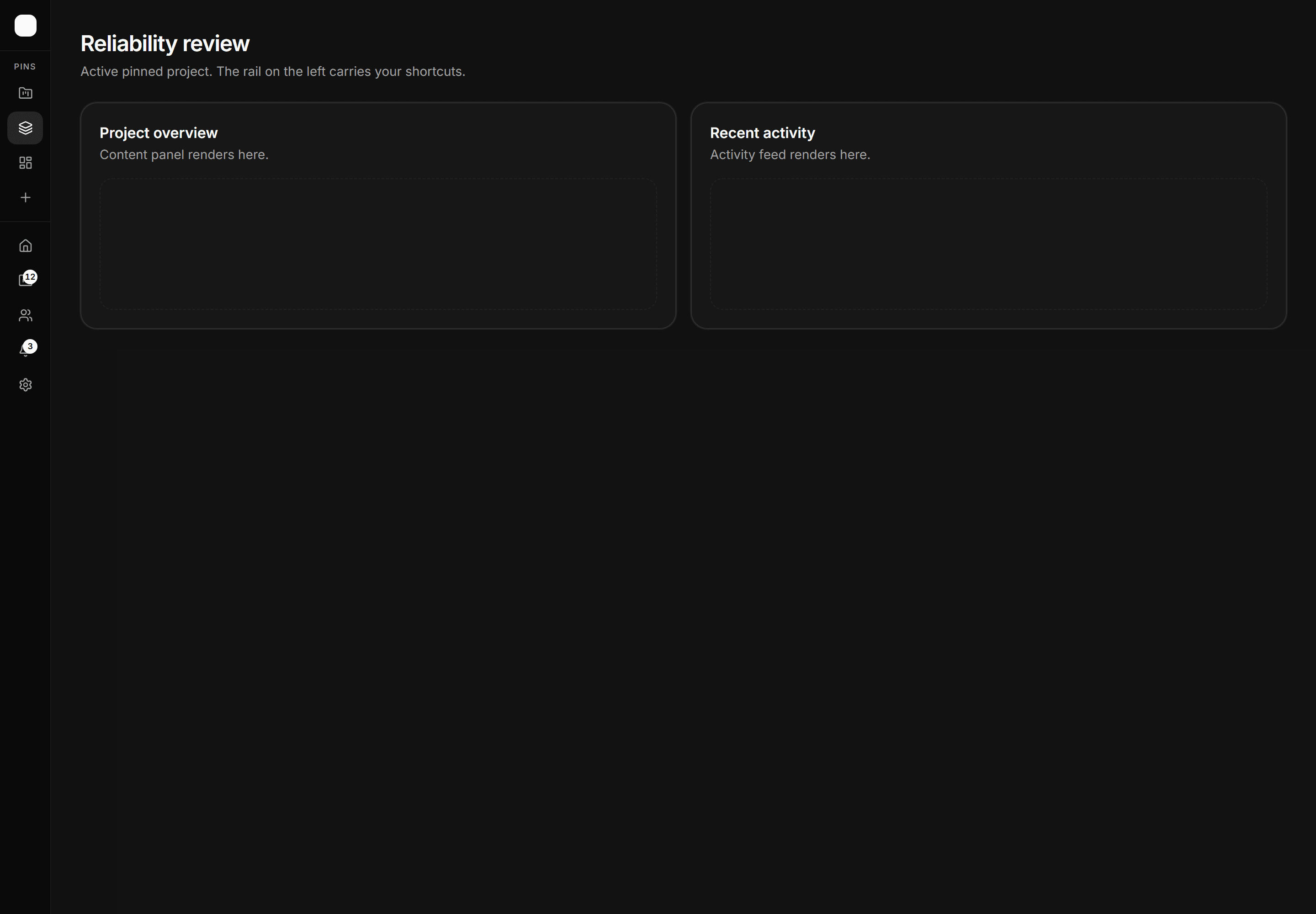 Application Navigation: Pinned Items Rail