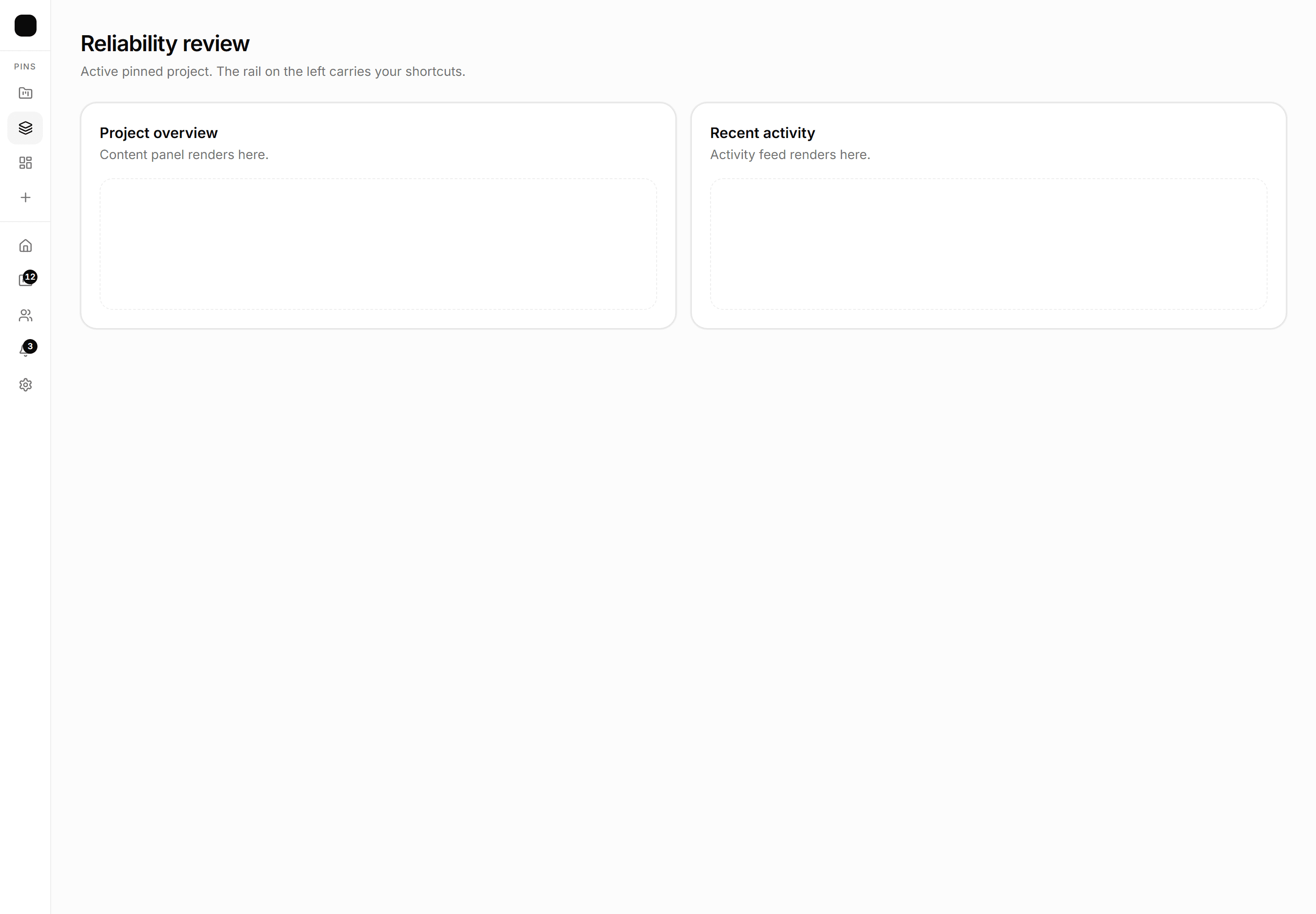 Application Navigation: Pinned Items Rail