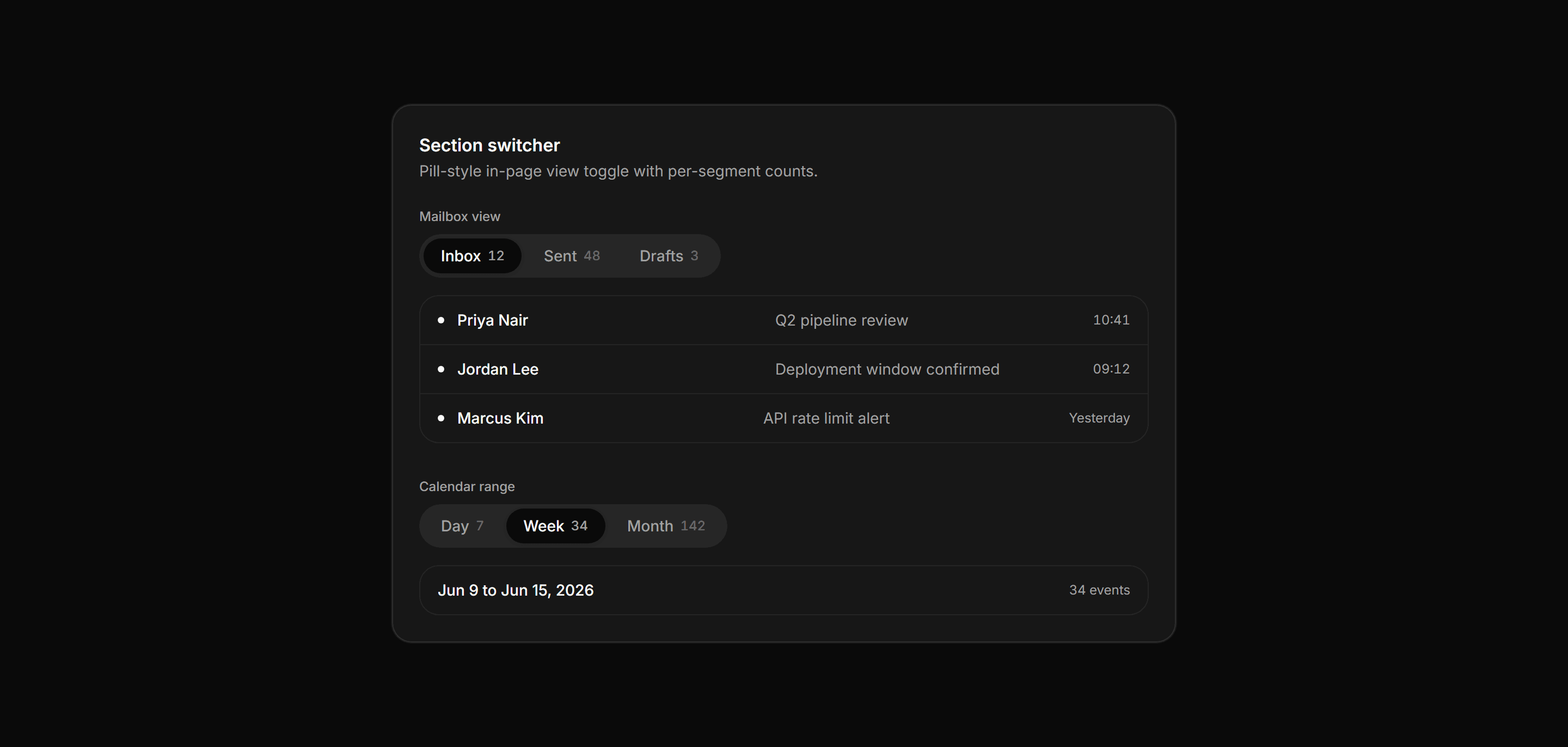 Application Navigation: Section Switcher