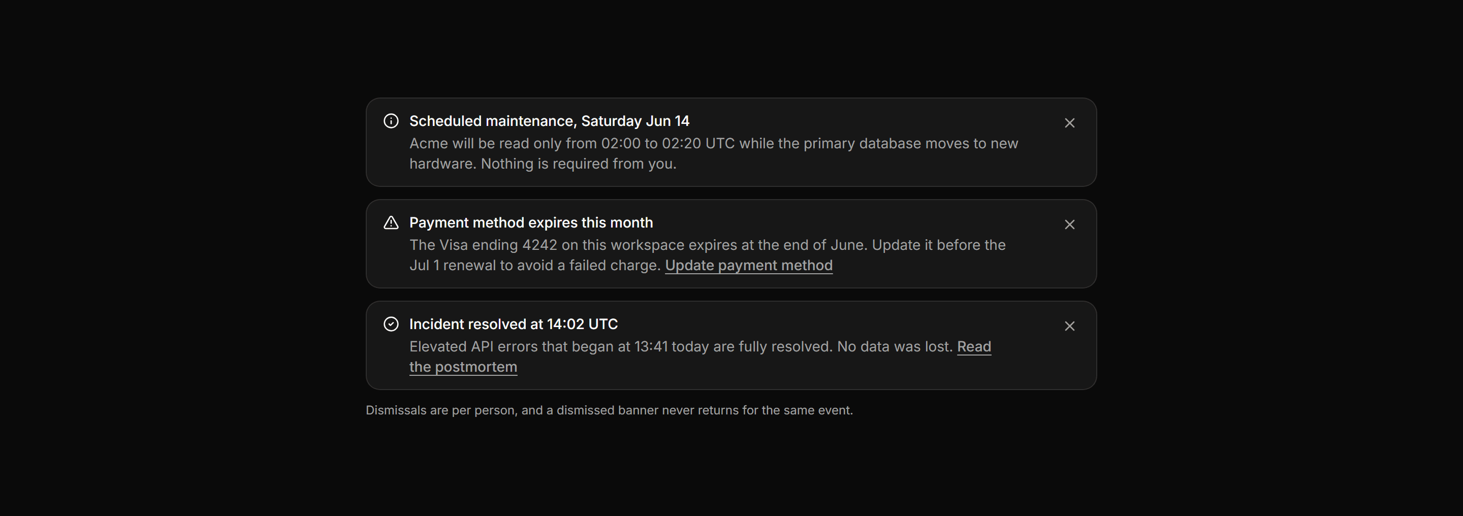 Application Notification: Alert Banner Stack