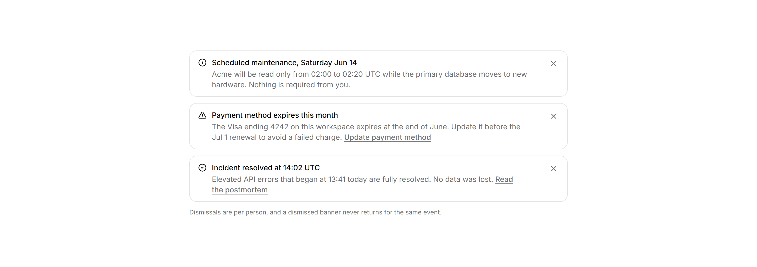 Application Notification: Alert Banner Stack