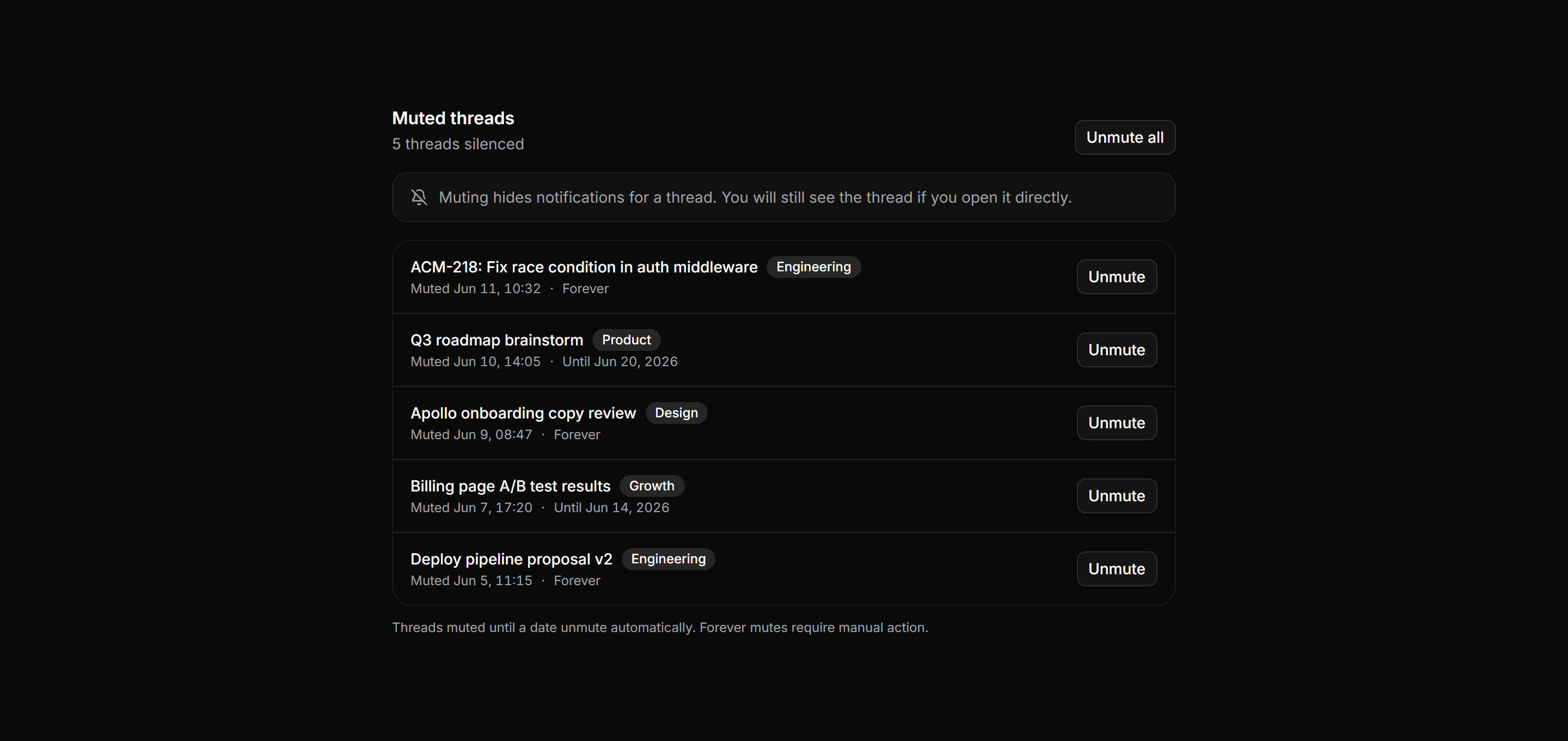 Application Notification: Mute Thread Row