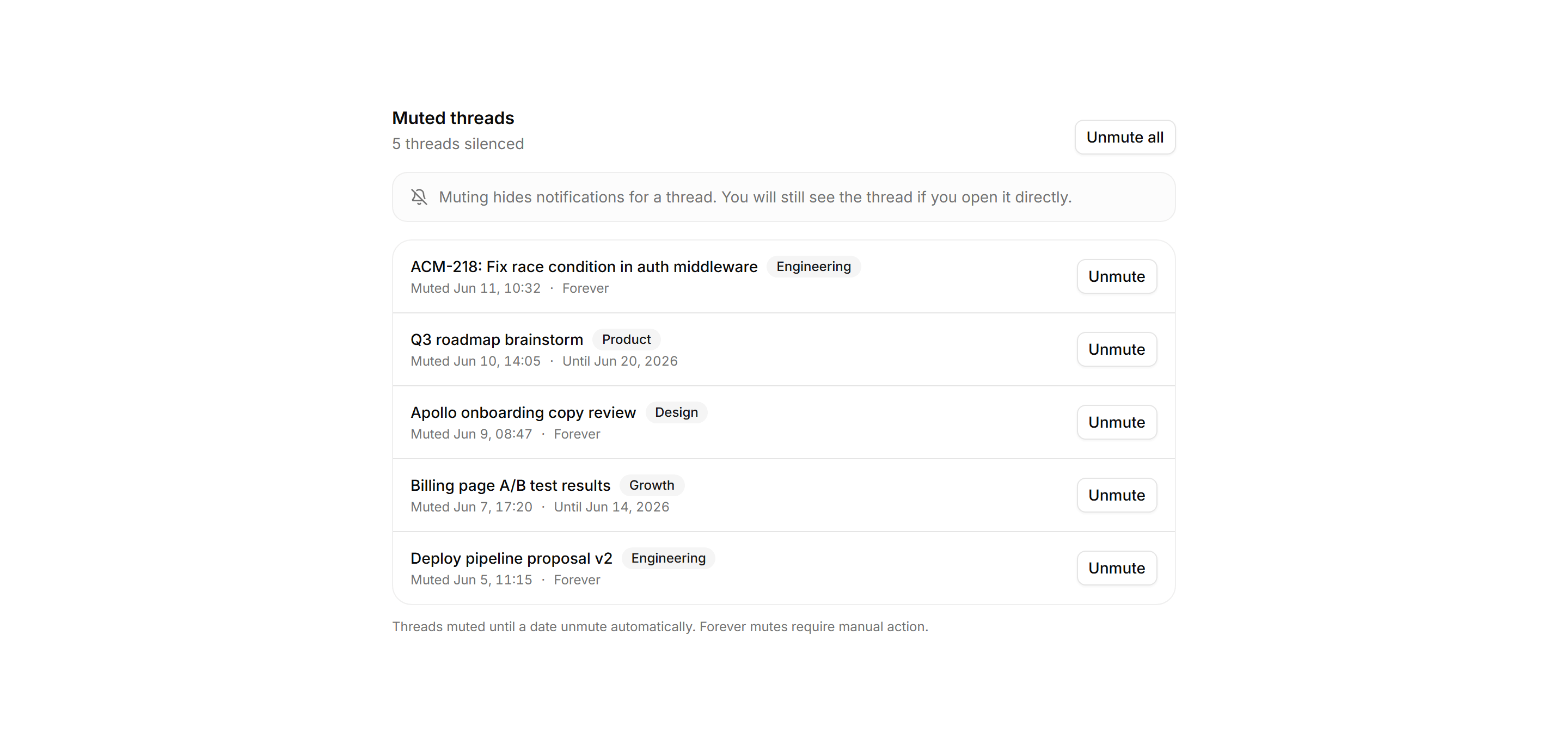 Application Notification: Mute Thread Row
