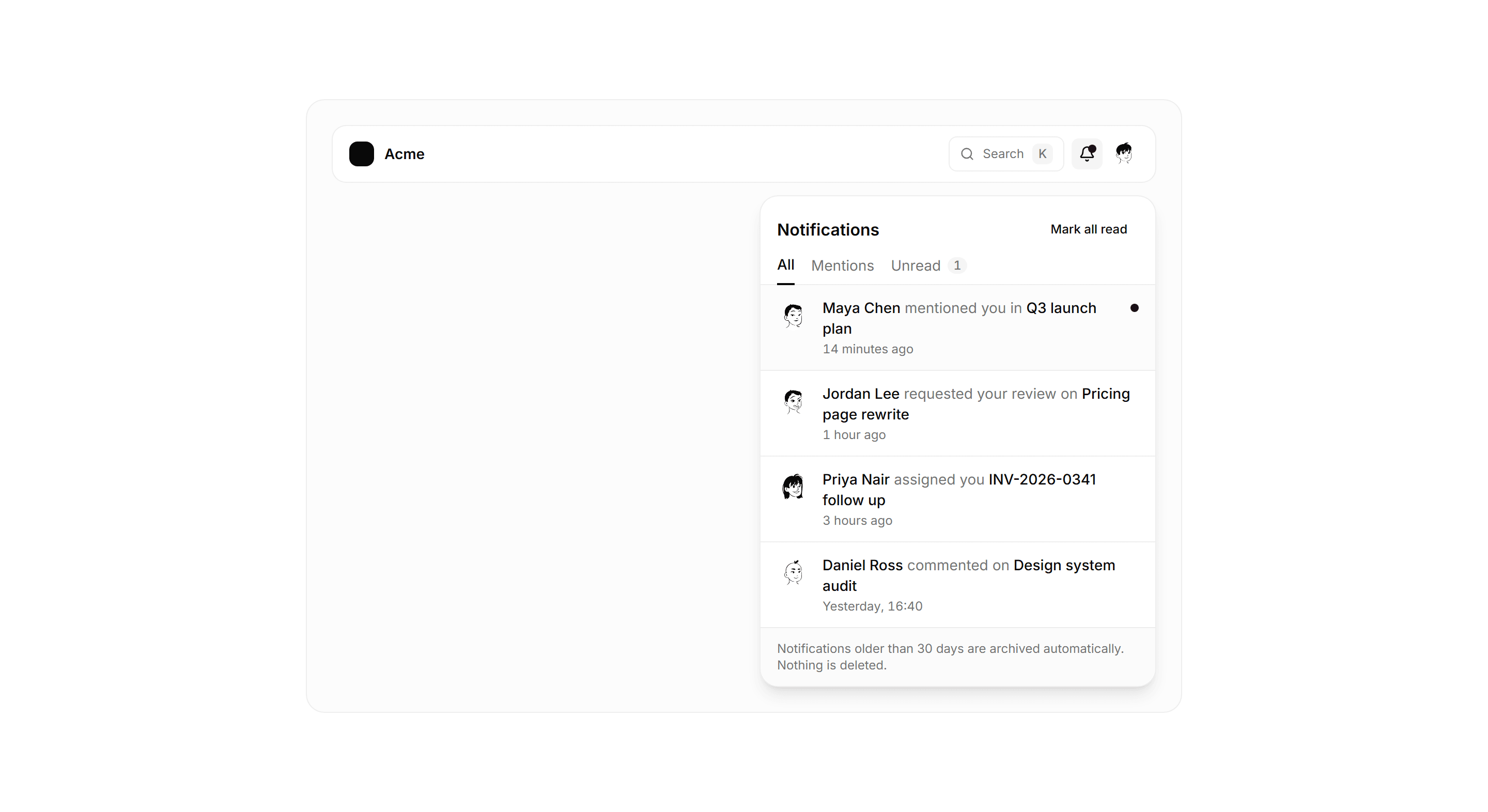 Application Notification: Notification Center Open