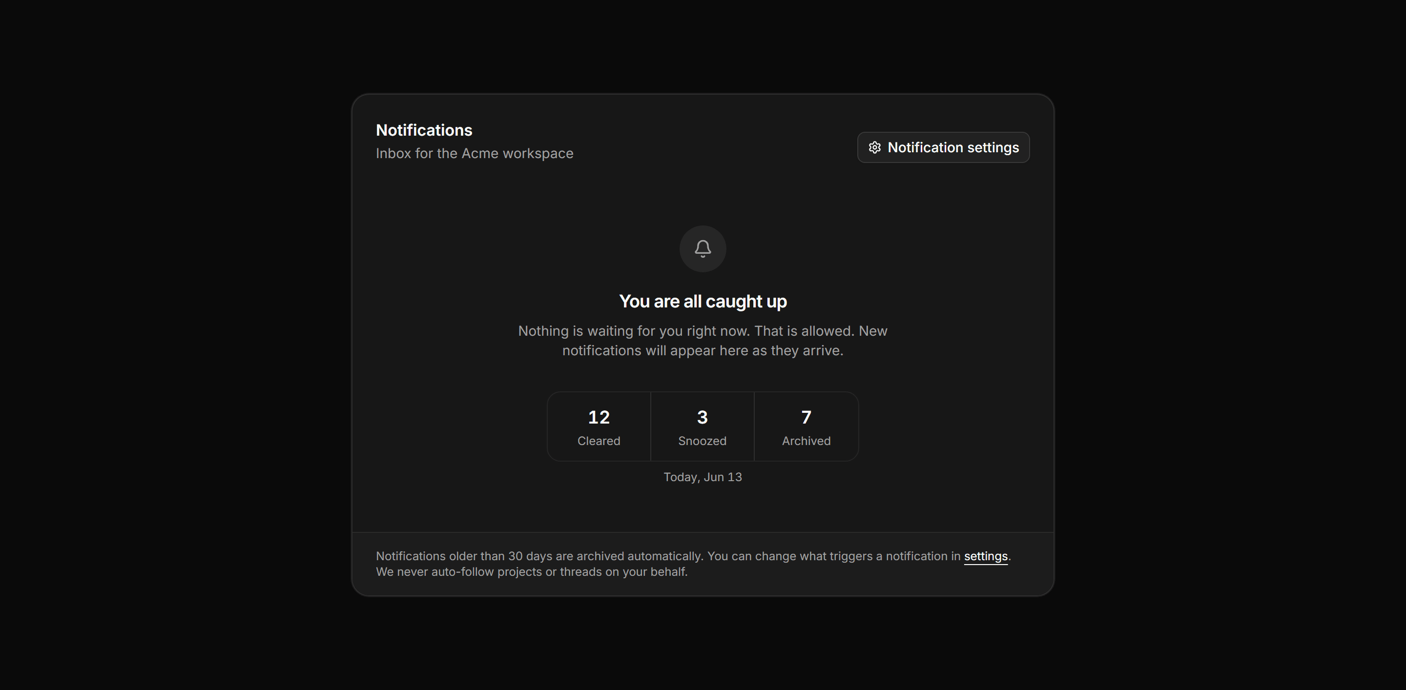 Application Notification: Notification Empty State