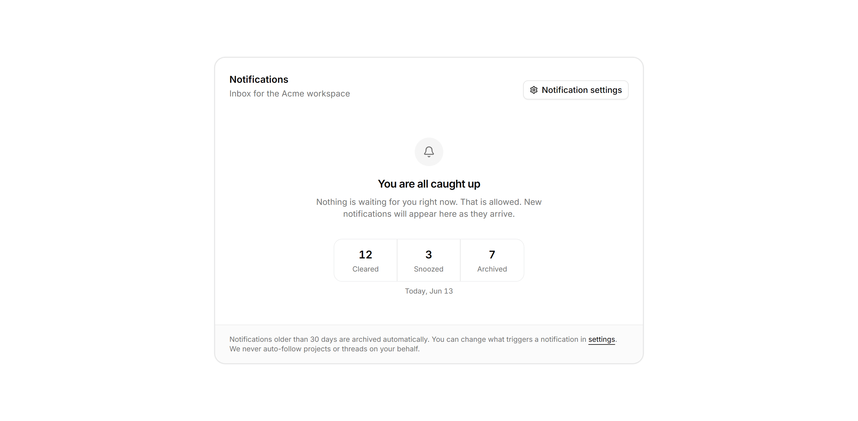 Application Notification: Notification Empty State