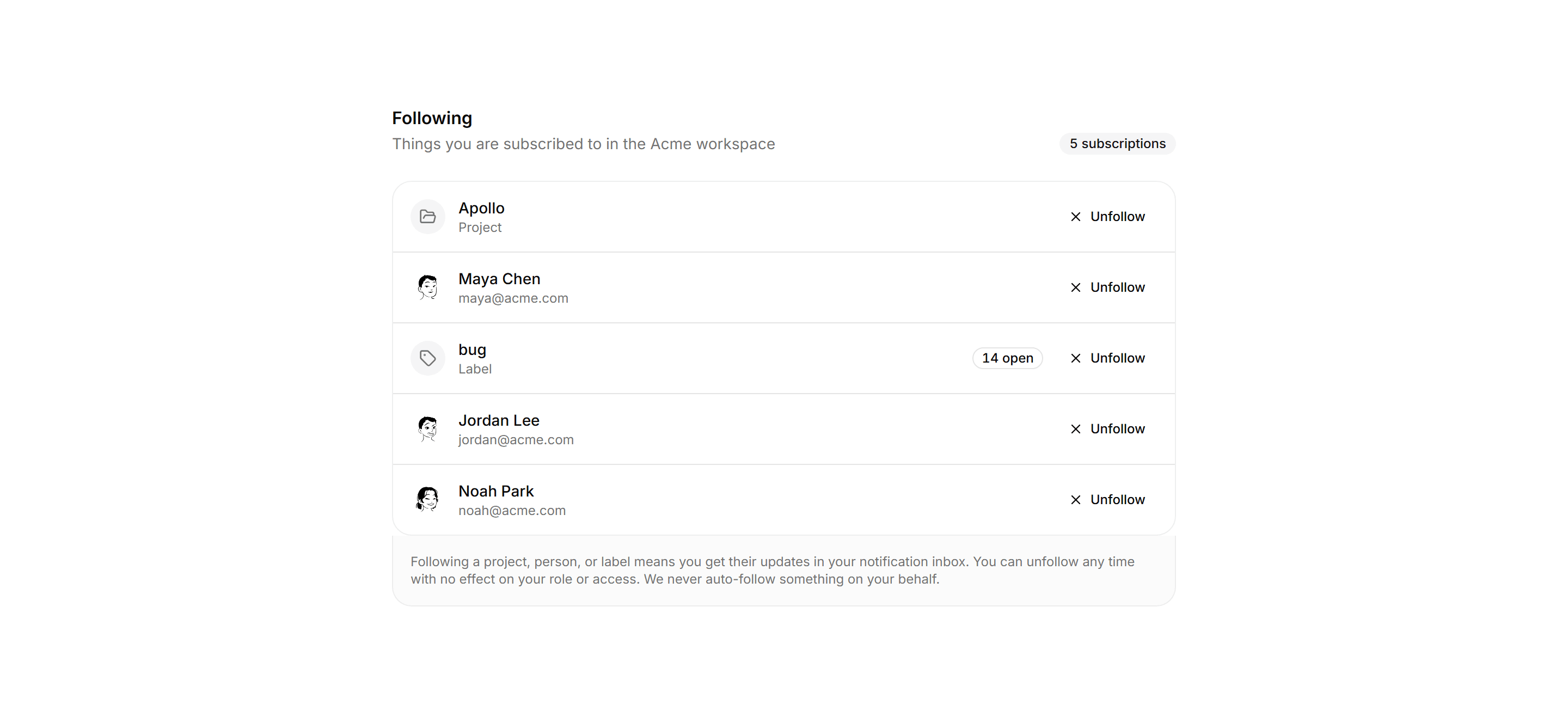 Application Notification: Subscription Preferences
