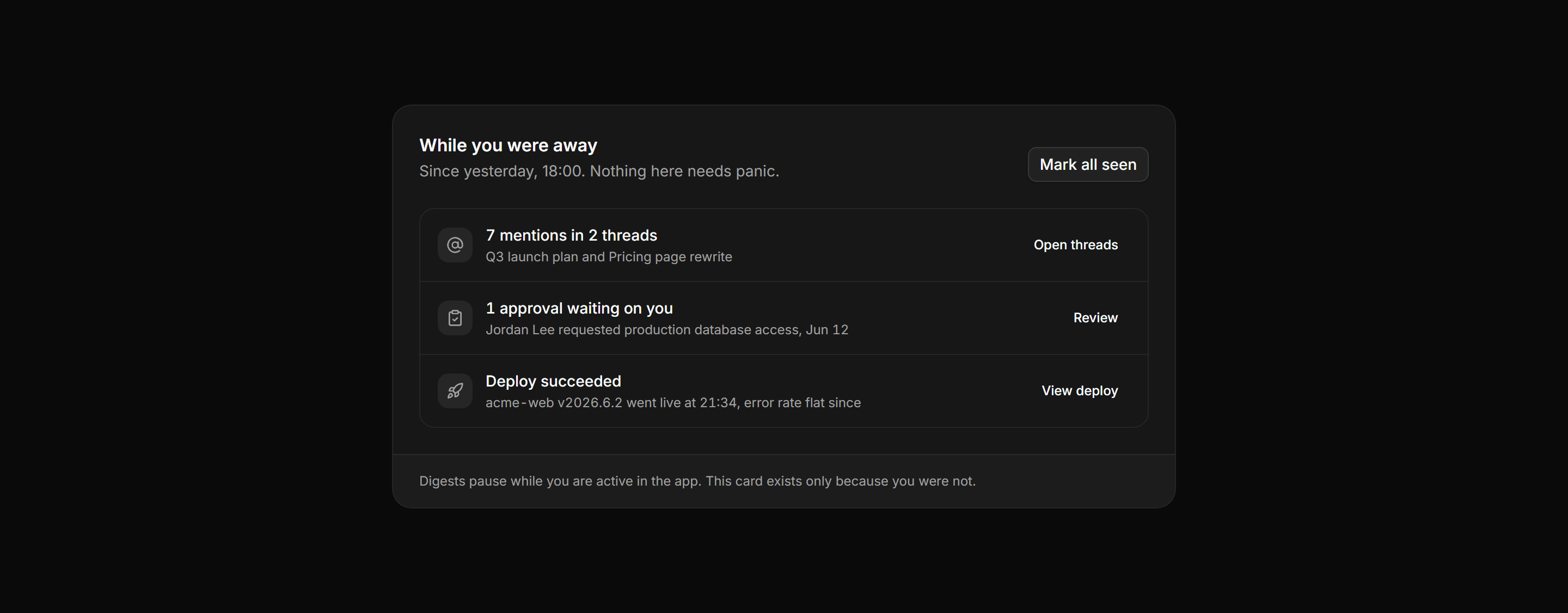 Application Notification: Unread Digest Card