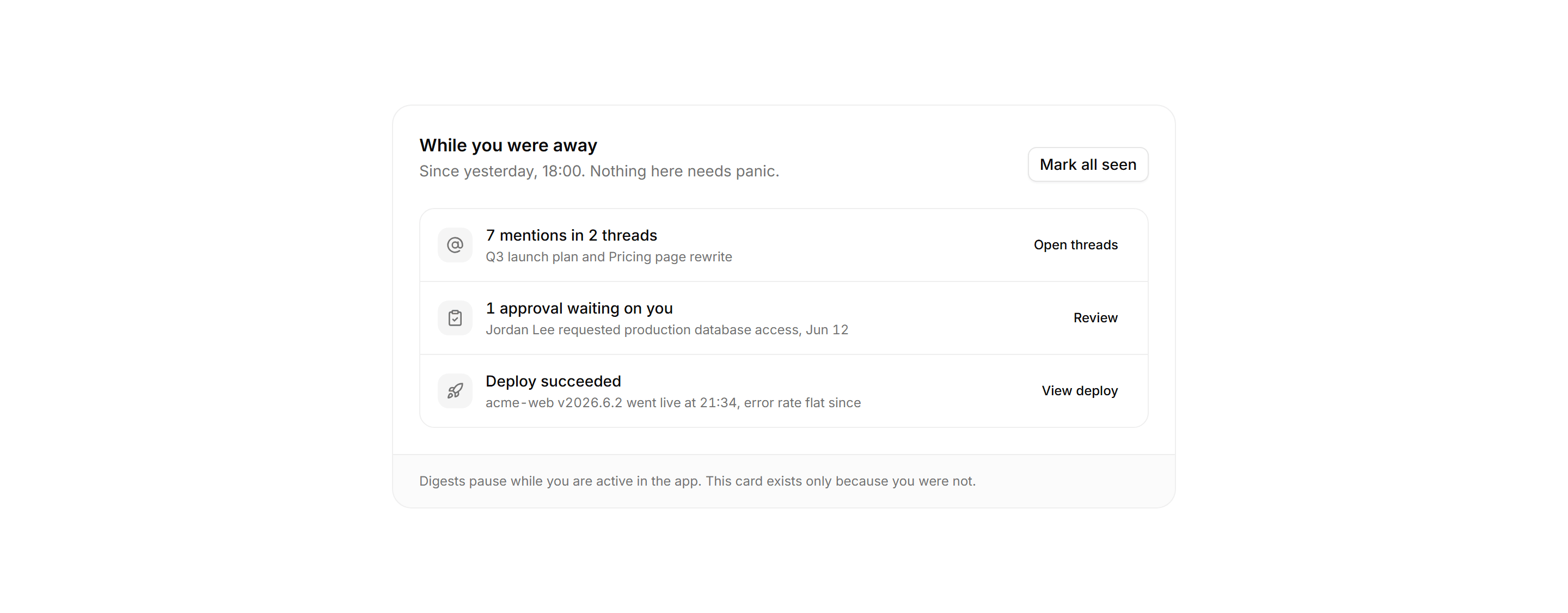 Application Notification: Unread Digest Card