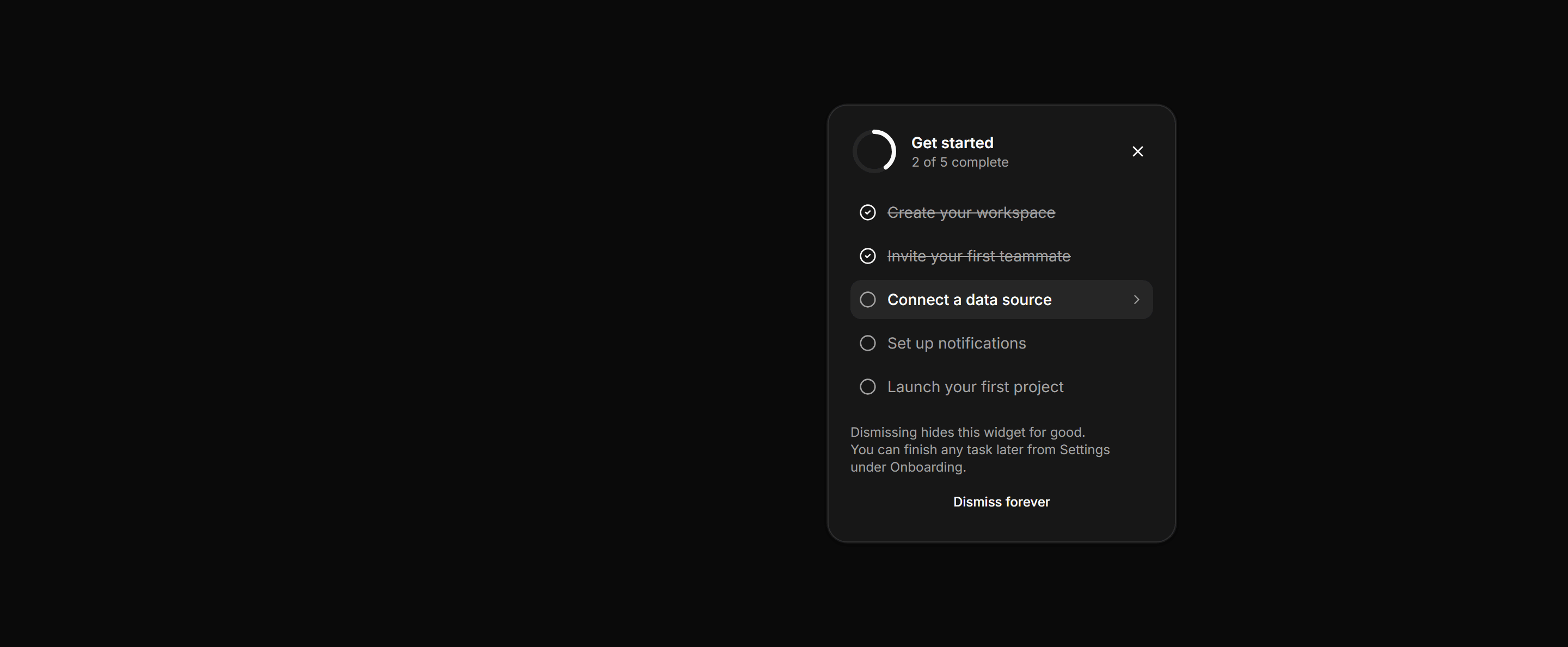 Application Onboarding: Checklist Widget