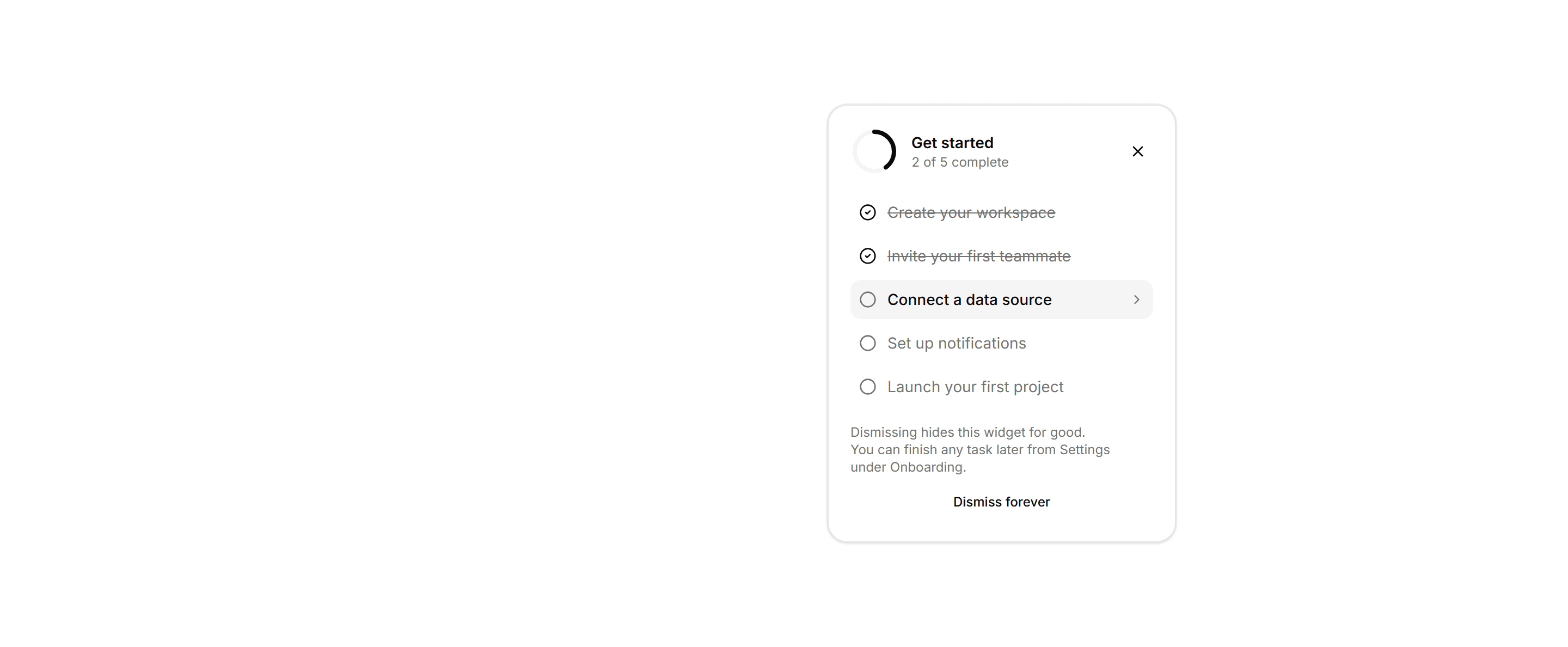 Application Onboarding: Checklist Widget