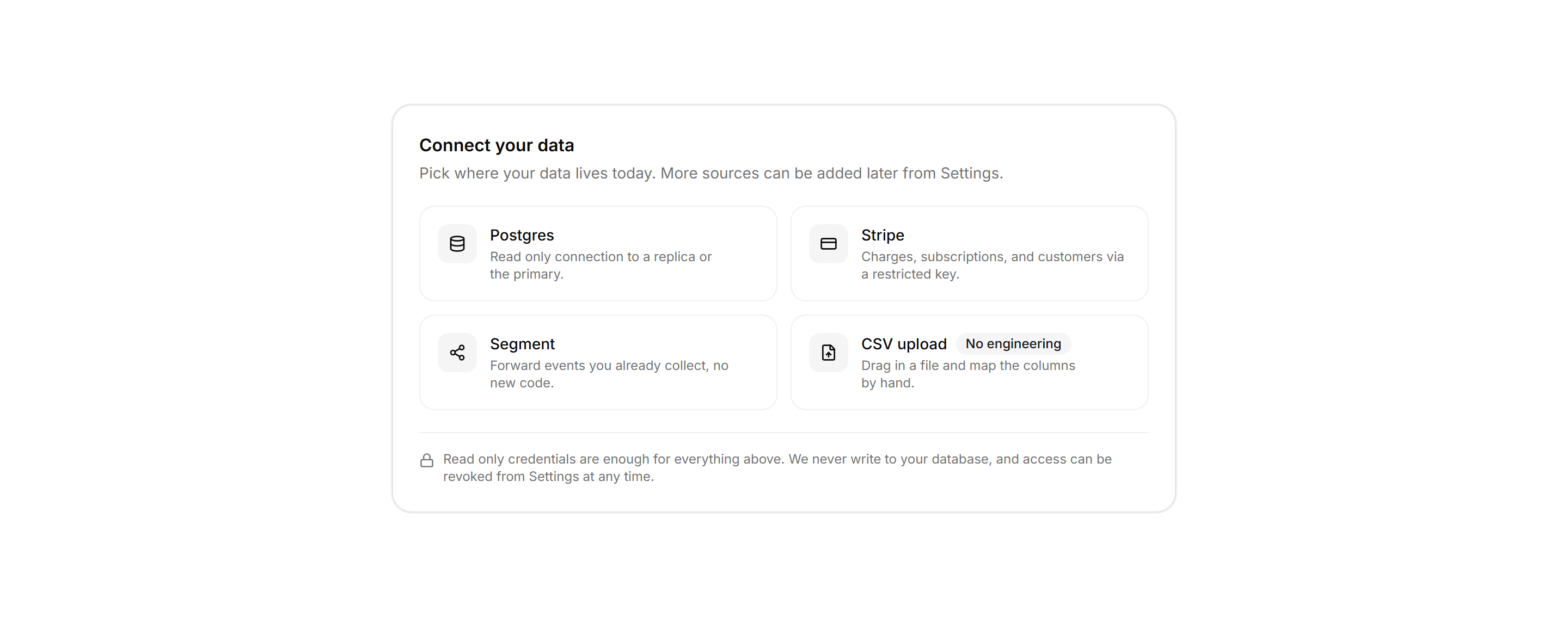 Application Onboarding: Connect Source Card